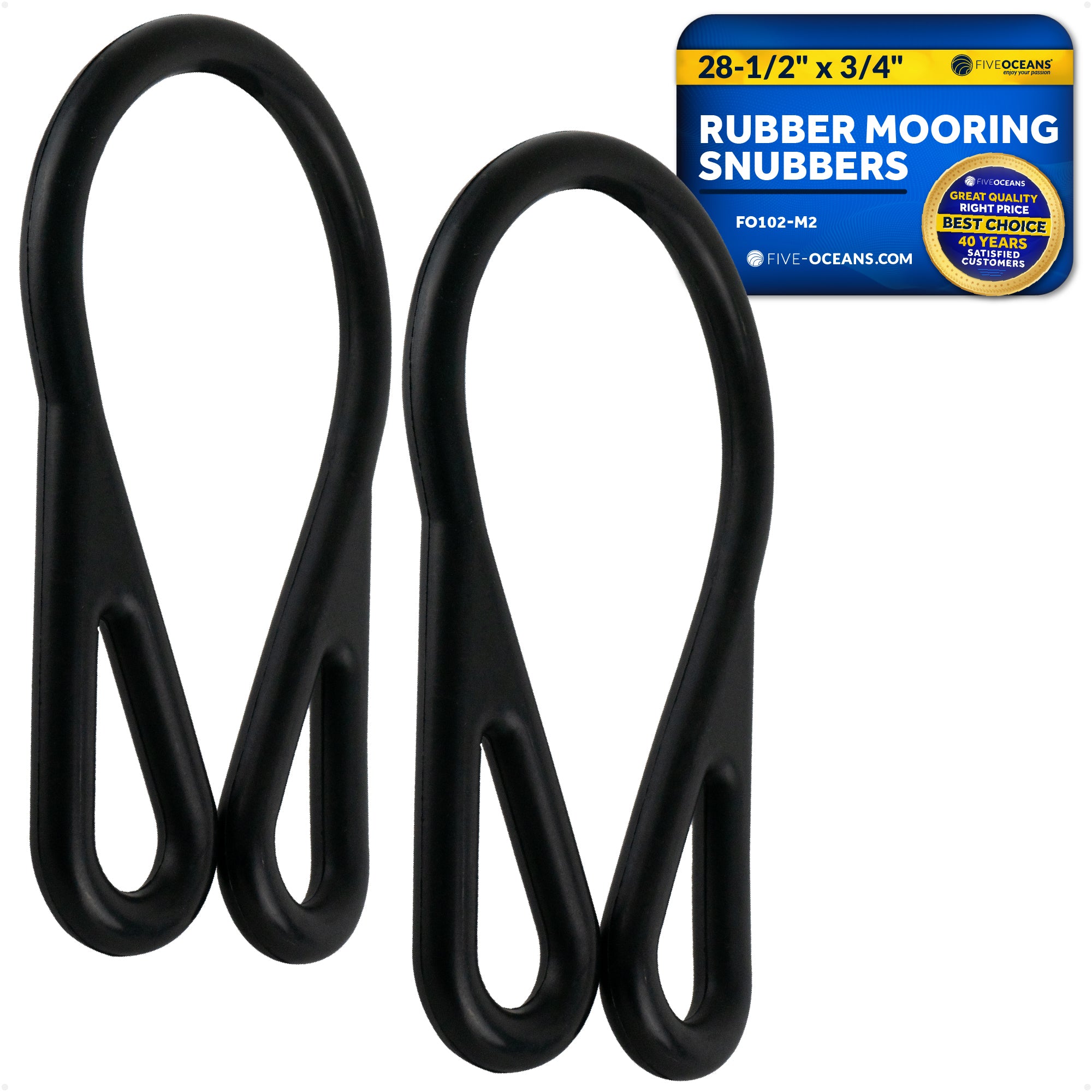 Boat Rubber Mooring Snubber, 28-1/2" x 3/4" - 2-Pack - FO102-M2