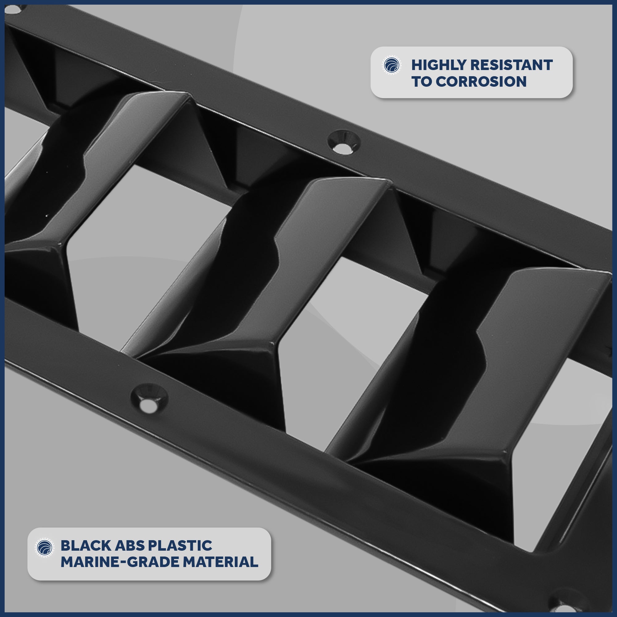 5-Slotted Louvered Ventilators, 13-1/4-Inch x 4-3/4-Inch, Black, 2-Pack - FO105-M2