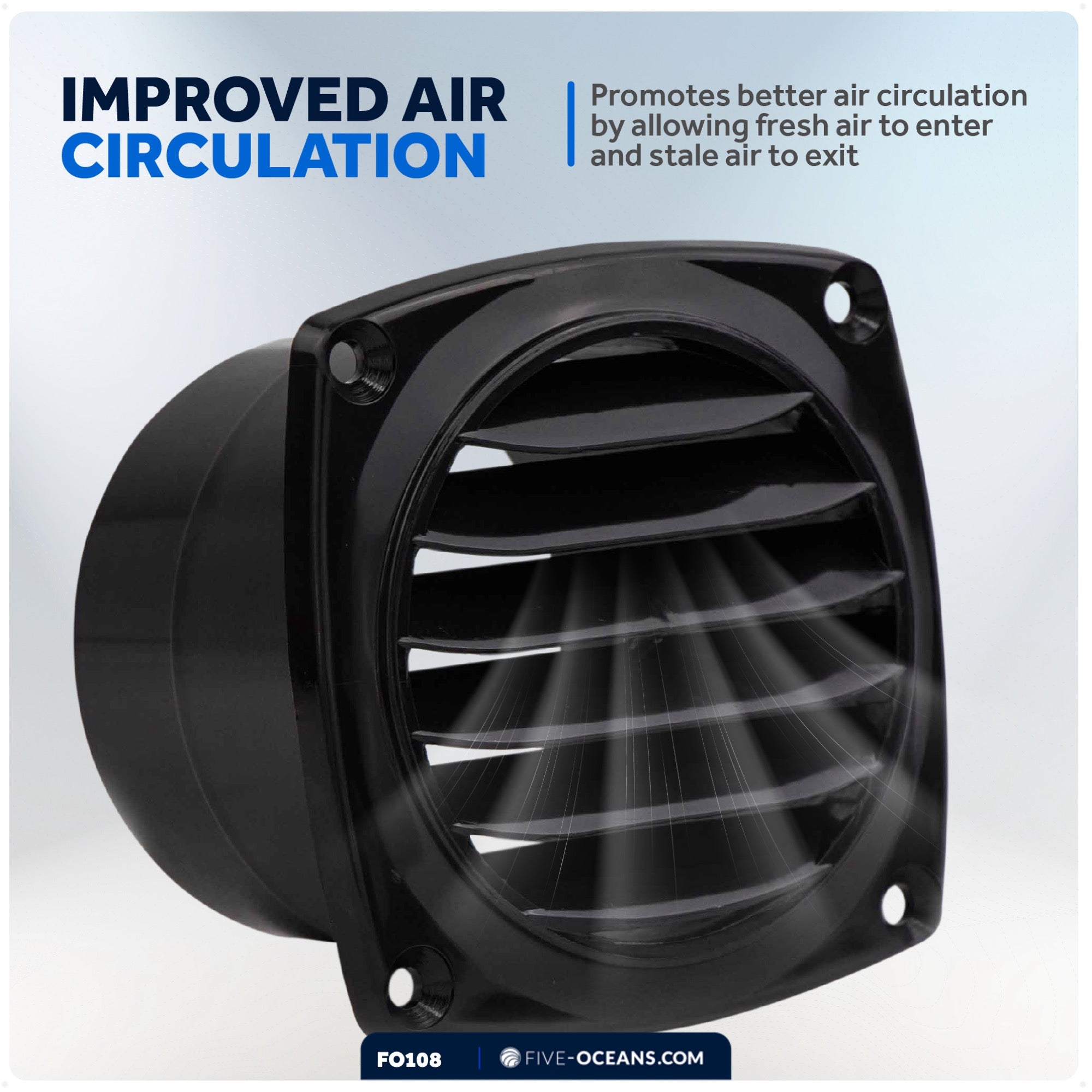 6-Slotted Louvered Hose Vent, 3-inch Hose Diameter, Black - FO108