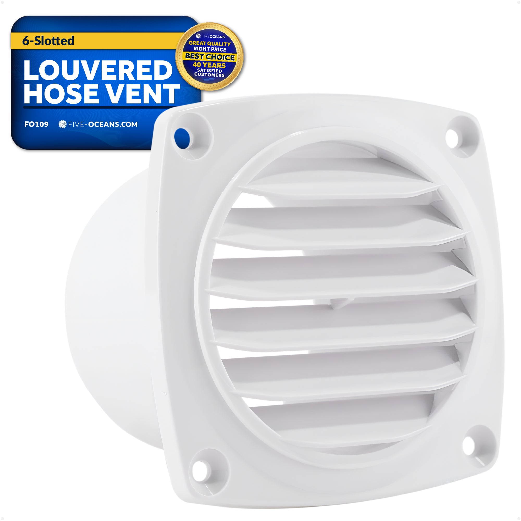 6-Slotted Louvered Hose Vent, 3-inch Hose Diameter, White - FO109