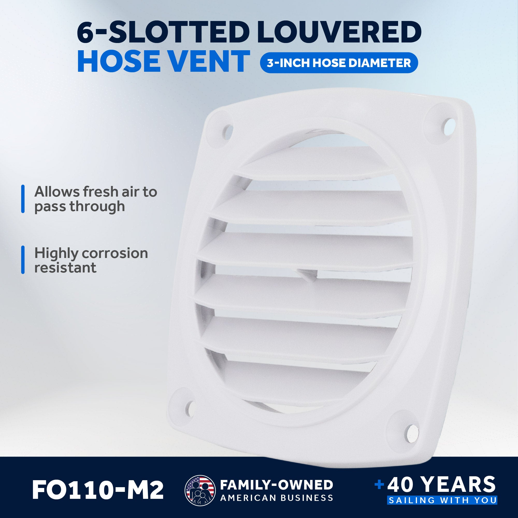 6-Slotted Louvered Flush Hose Ventilators, 3-Inch, White, 2-Pack - FO110-M2 - Five Oceans
