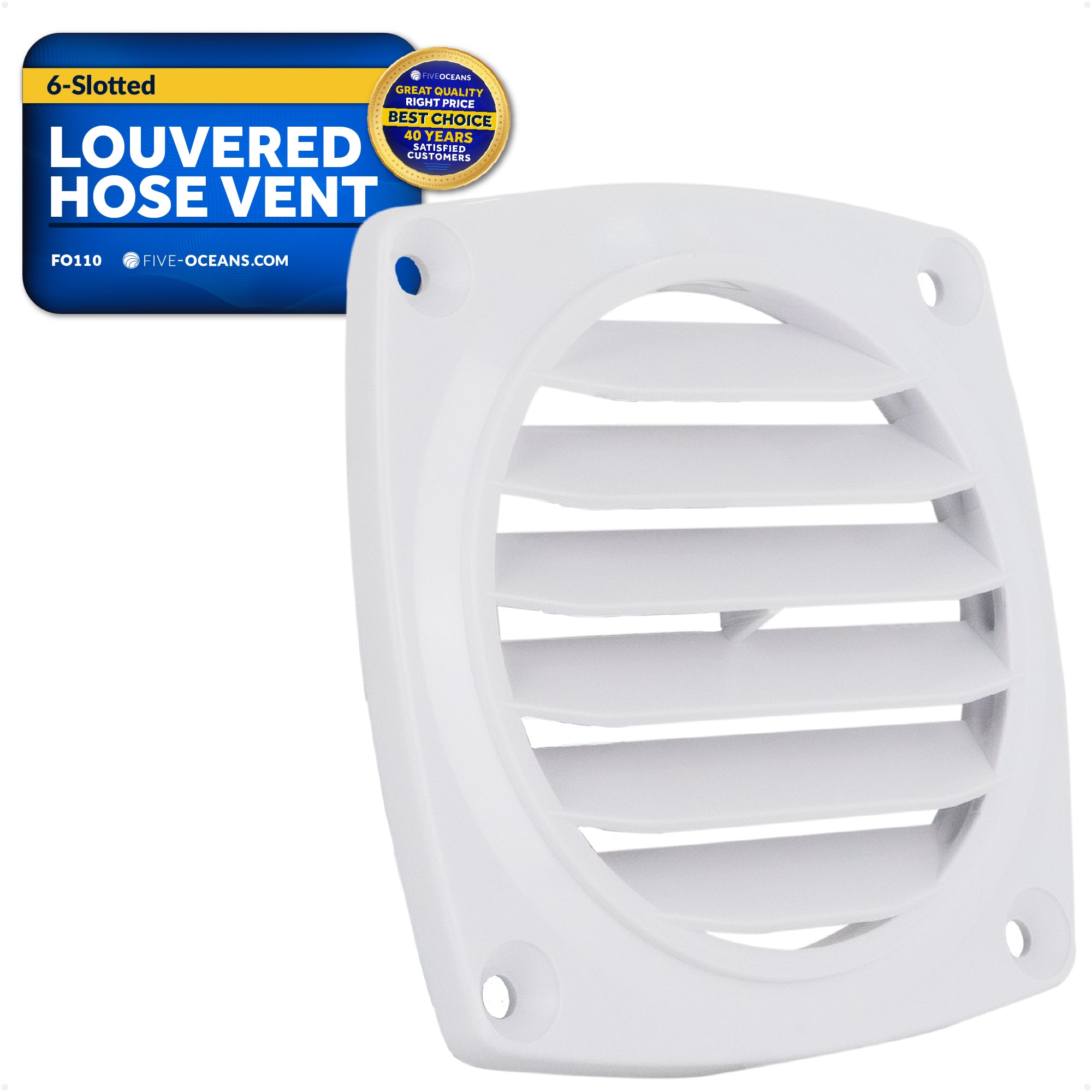 6-Slotted Louvered Flush Hose Ventilators, 3-Inch, White - FO110