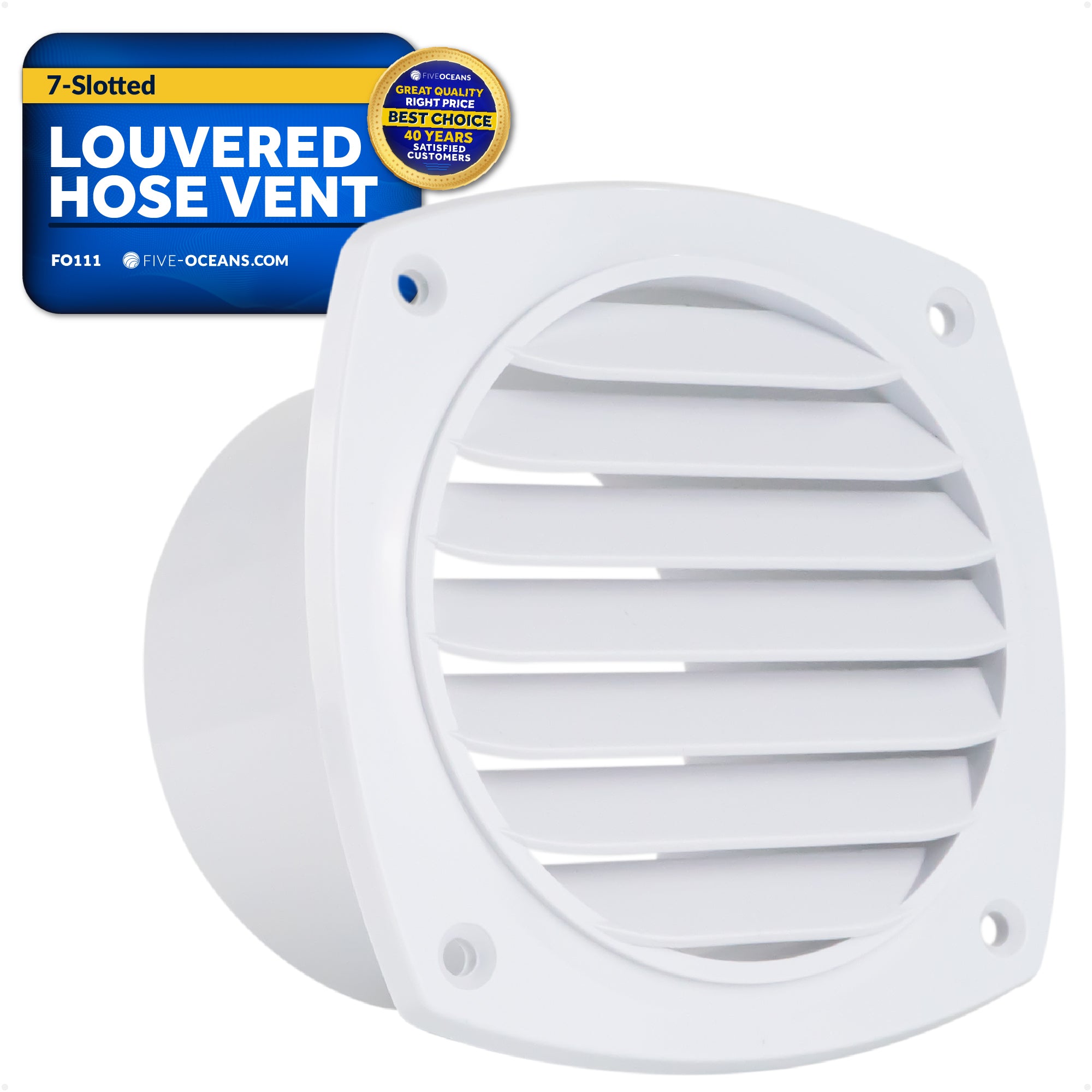 7-Slotted Louvered Hose Vent, 4-inch Hose Diameter, White - FO111