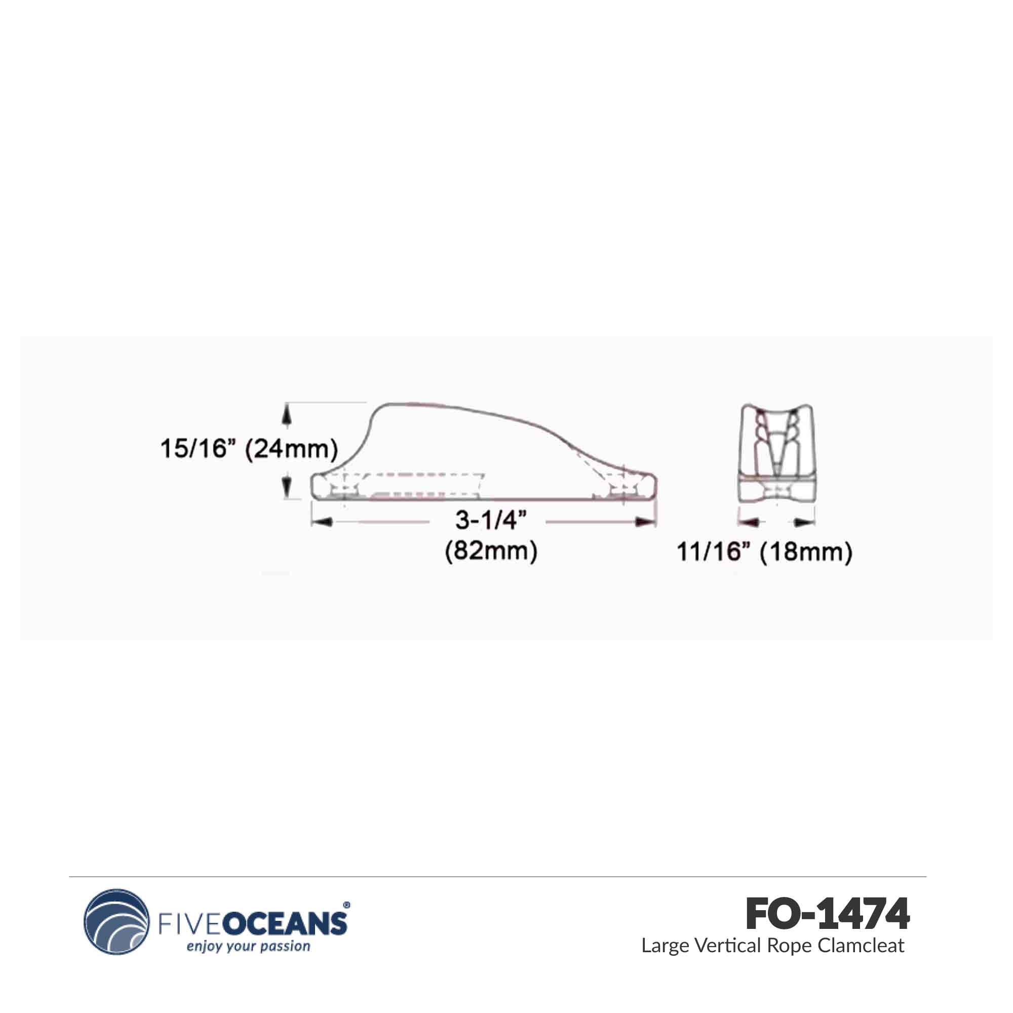 Large Vertical Rope Clamcleat - FO1474 - Five Oceans
