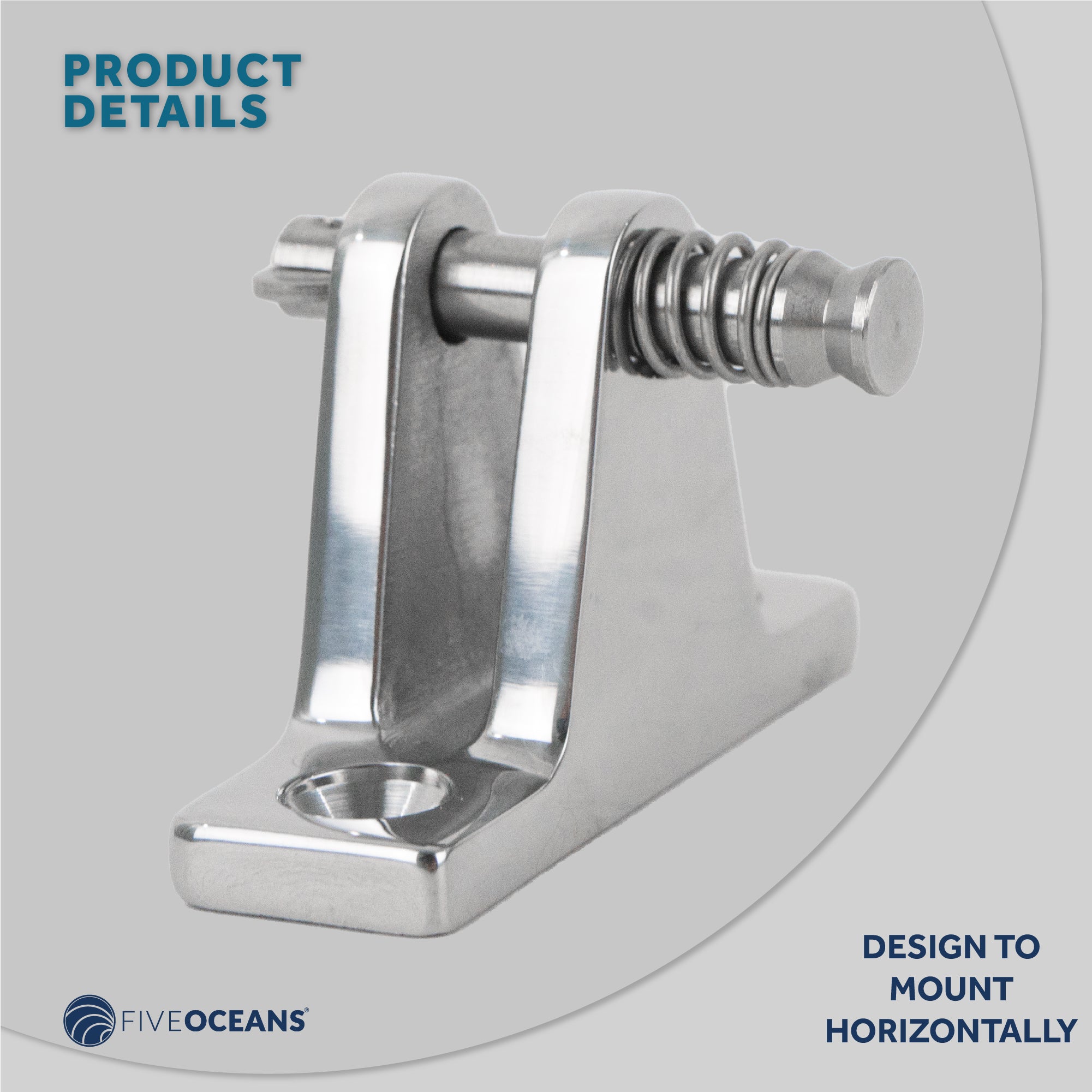 Bimini Top Hardware 90 Degree Deck Hinge with Removable Pin, AISI316 Stailess Steel - FO1671 - Five Oceans