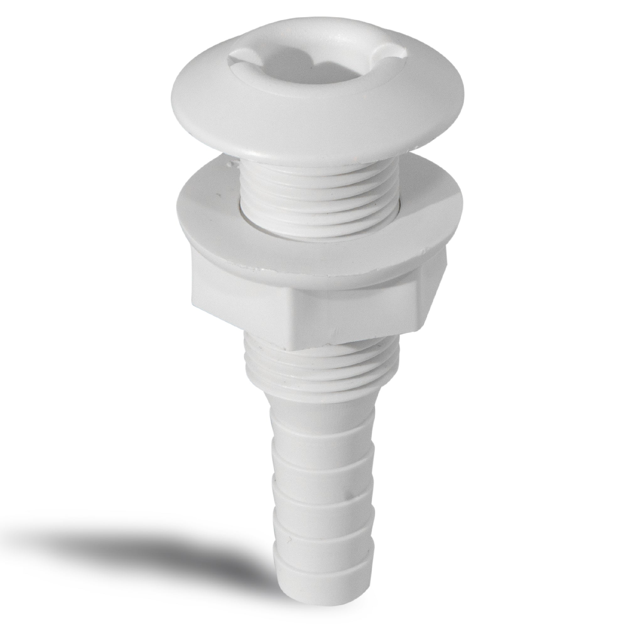 Straight Thru-Hull Fitting Connection, 1/2", White - FO1866 - Five Oceans
