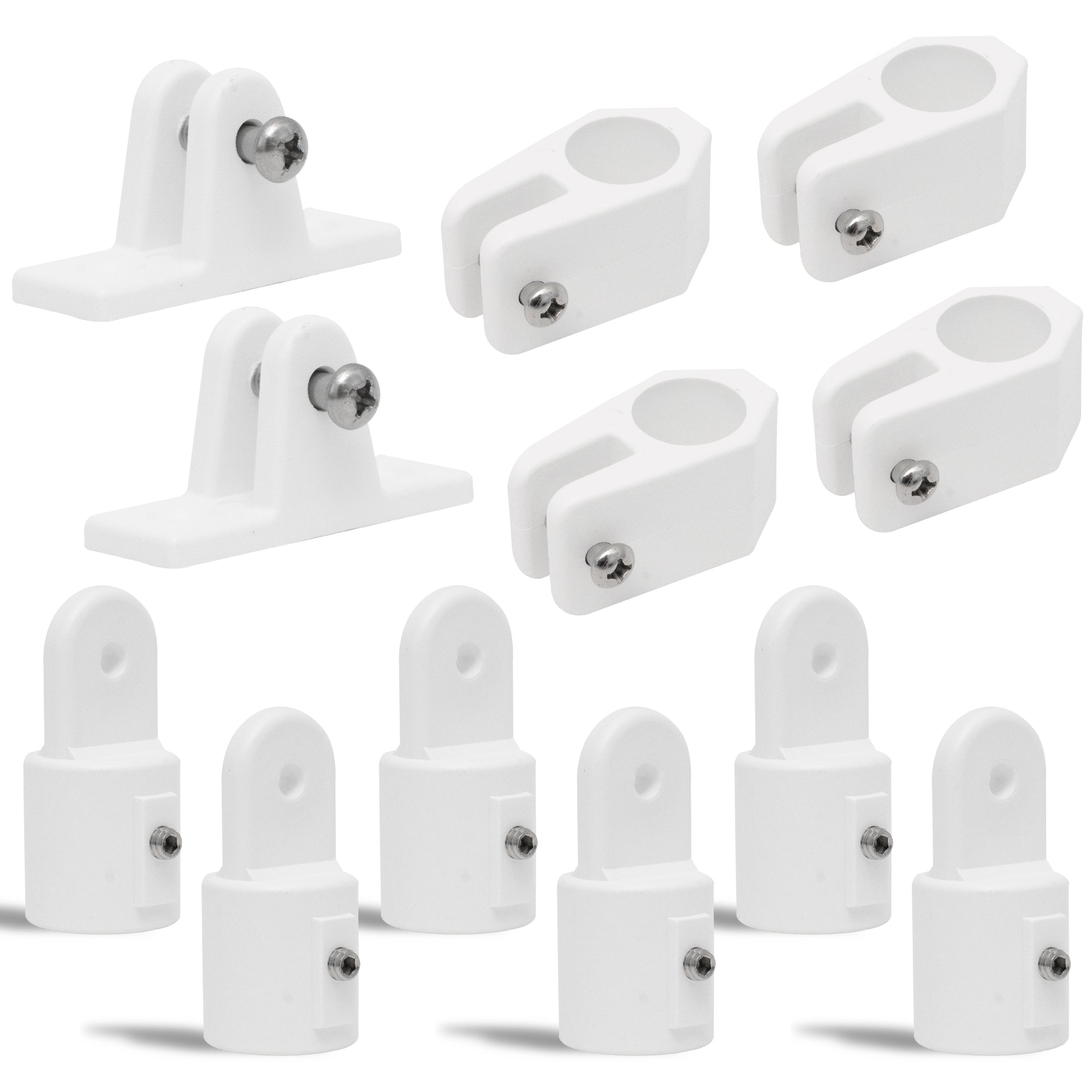 3 Bow Marine Bimini Top Set 12 Piece, 7/8" White Nylon FO1879-C3 - Five Oceans