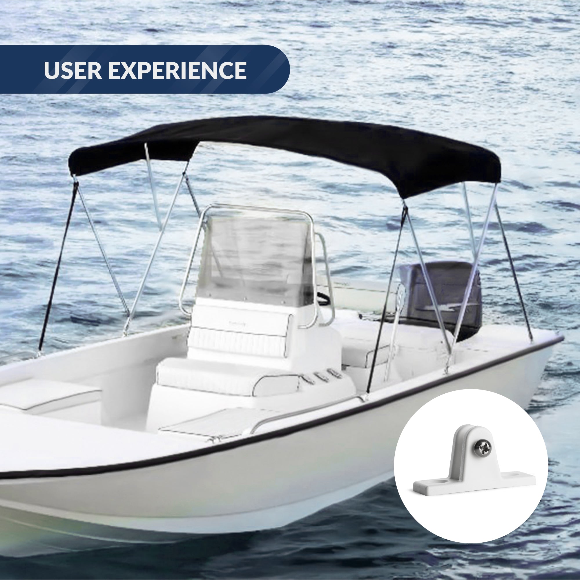 90 Degree Deck Hinge with Screw Pin, White Nylon - FO1879 - Five Oceans