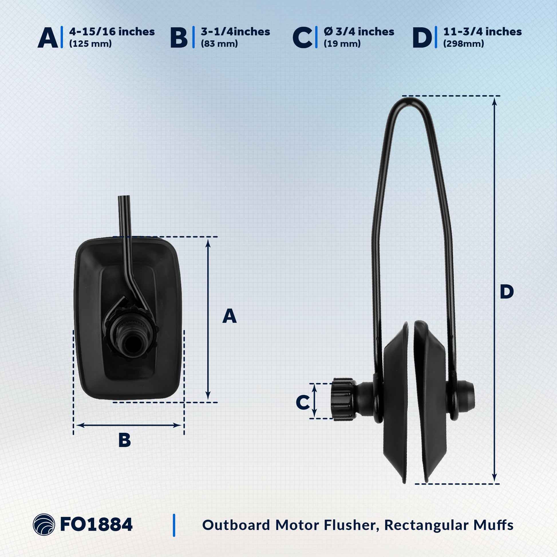 Outboard Motor Flusher, Rectangular Muffs - FO1884 - Five Oceans