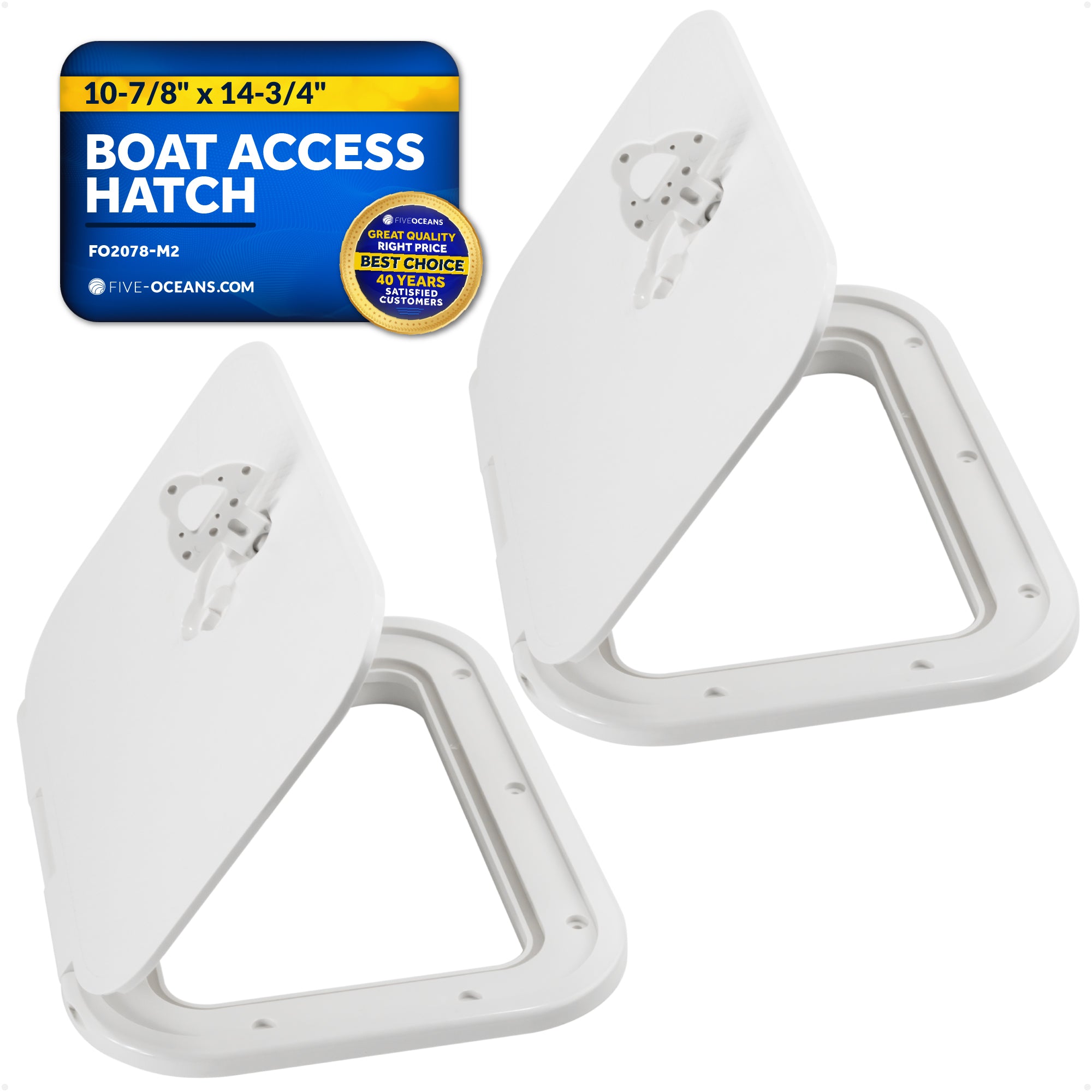 Boat Access Hatch, 10-7/8" x 14-3/4" Locking Slam Latch System, Off-White, 2-Pack - FO2078-M2