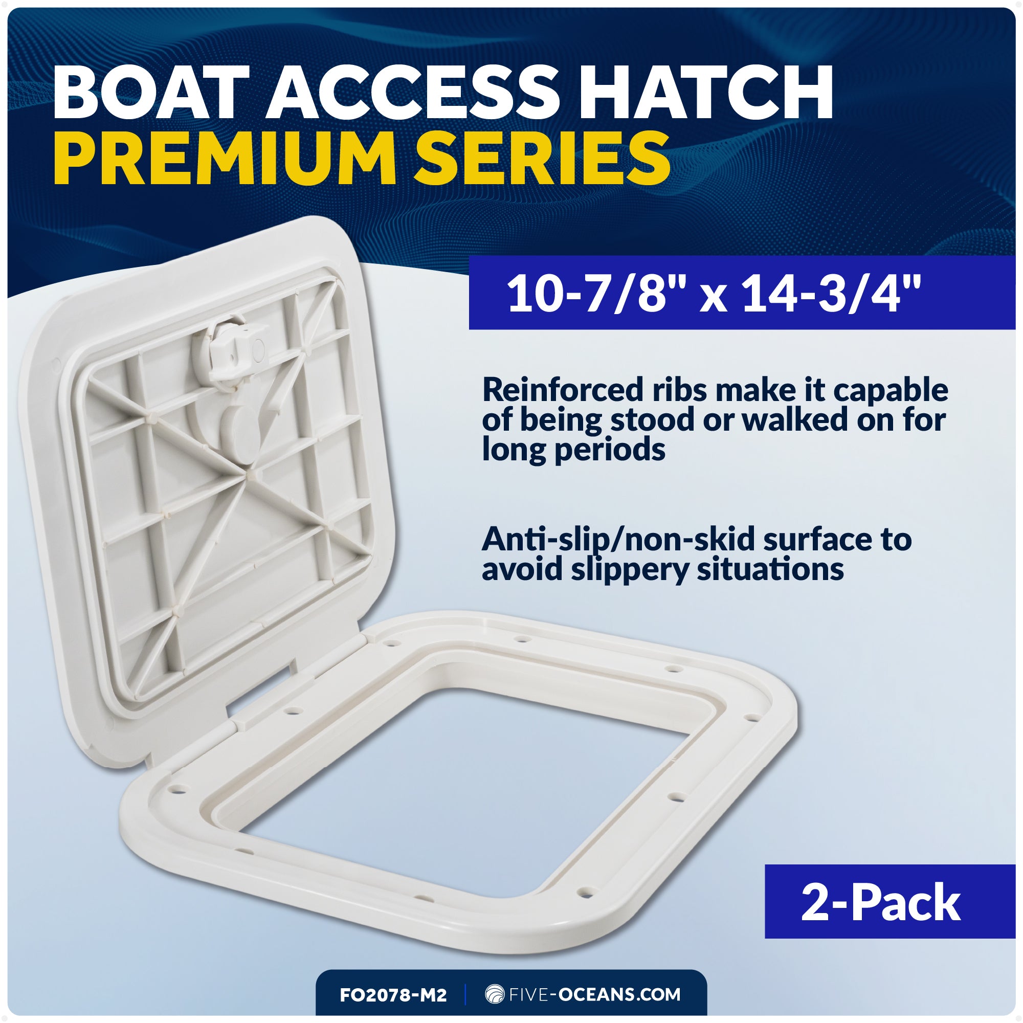Boat Access Hatch, 10-7/8" x 14-3/4" Locking Slam Latch System, Off-White, 2-Pack - FO2078-M2