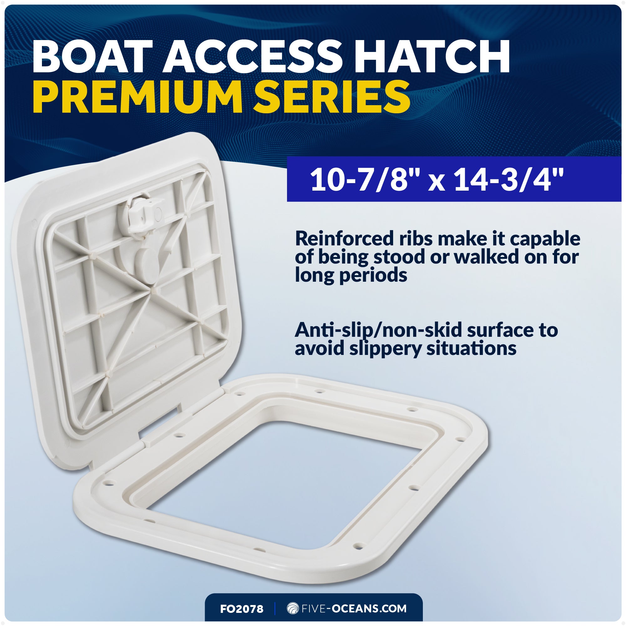 Boat Access Hatch, 10-7/8" x 14-3/4" Locking Slam Latch System, Off-White - FO2078