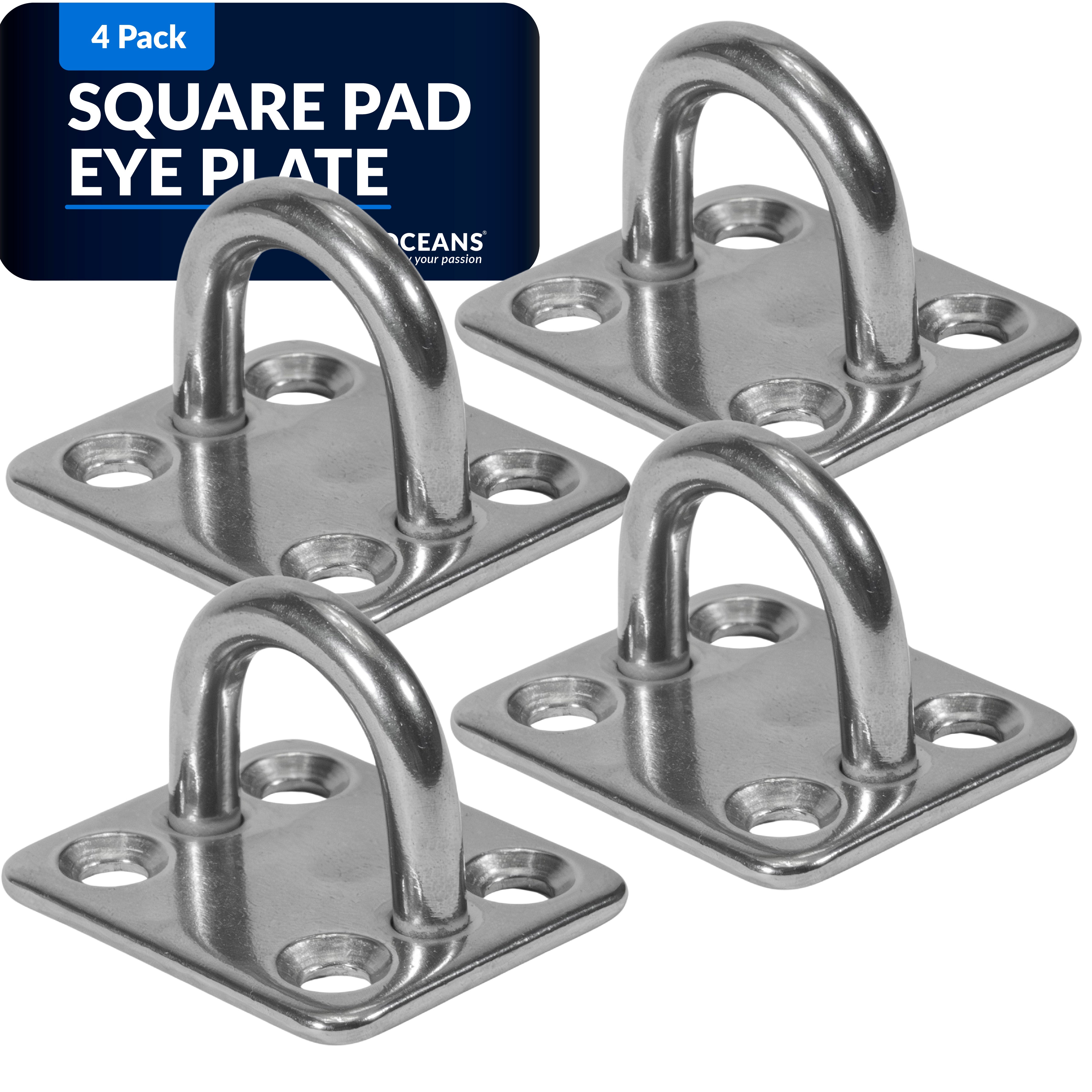 Heavy Duty 1/4" Stainless Steel Square Pad Eye, 4-Pack - FO2100-M4