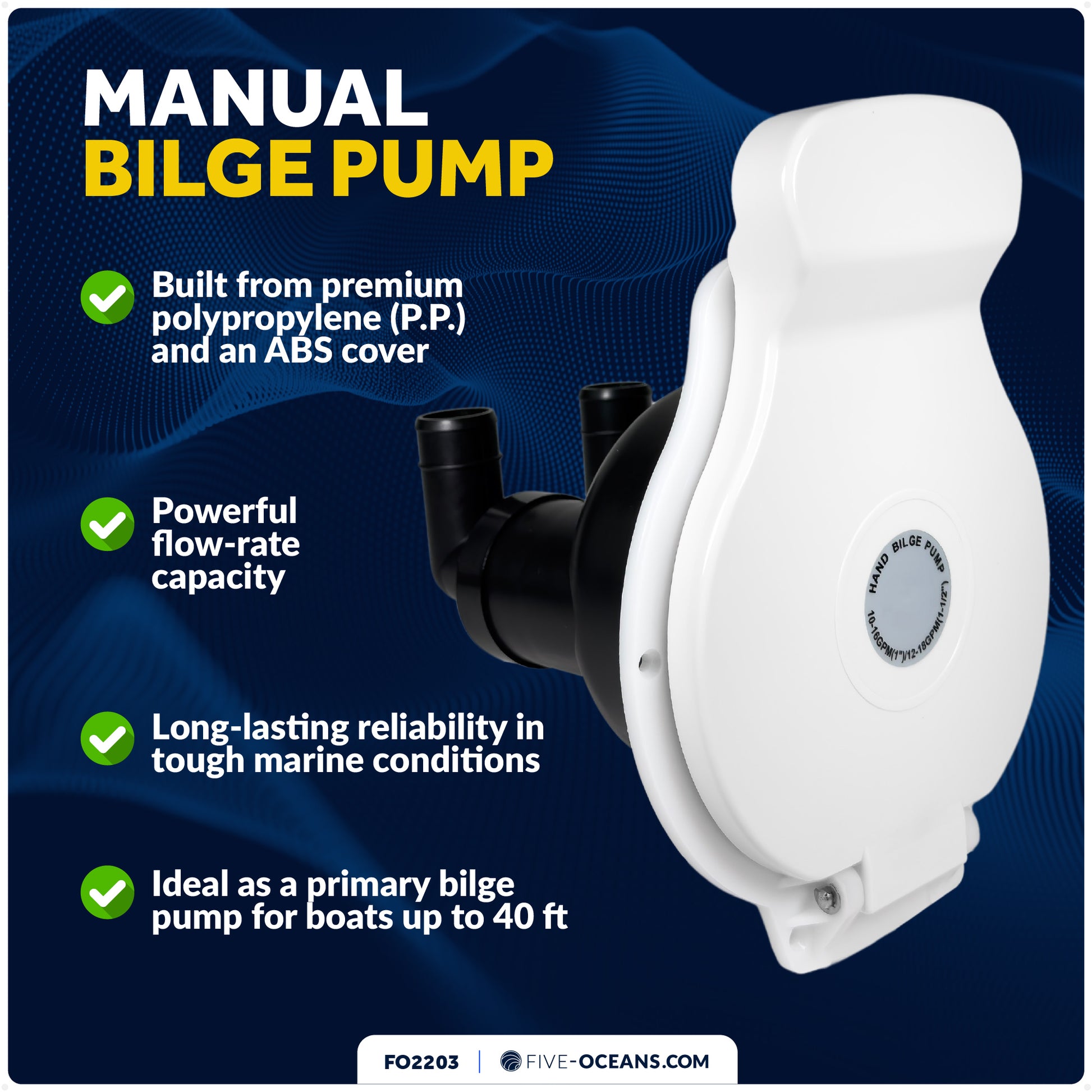 Manual Bilge Pump for Boats & Sailboats - FO2203 - Five Oceans