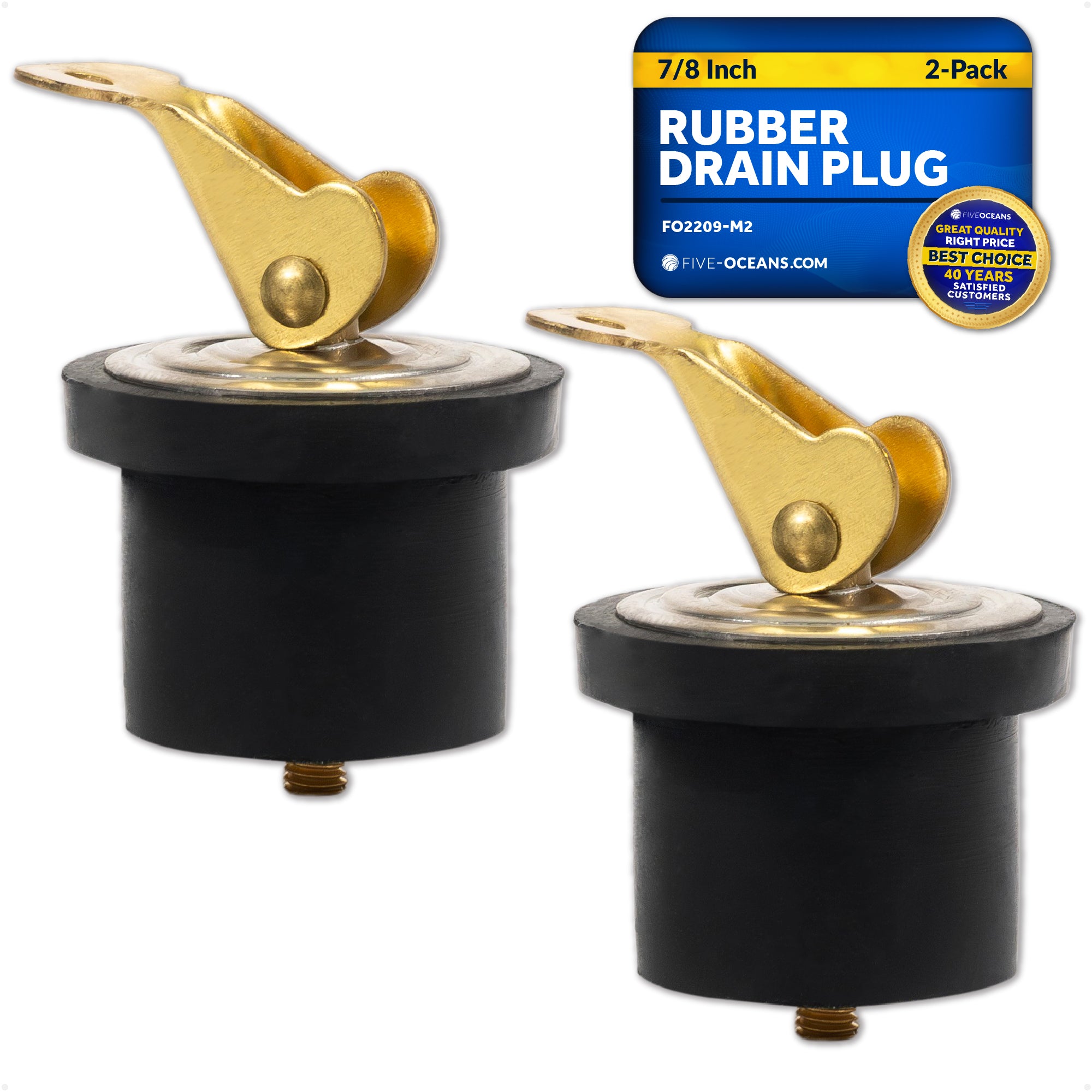 Livewell Bailer Drain Boat Plug for 7/8" Diameter Drains, 2-Pack - FO2209-M2