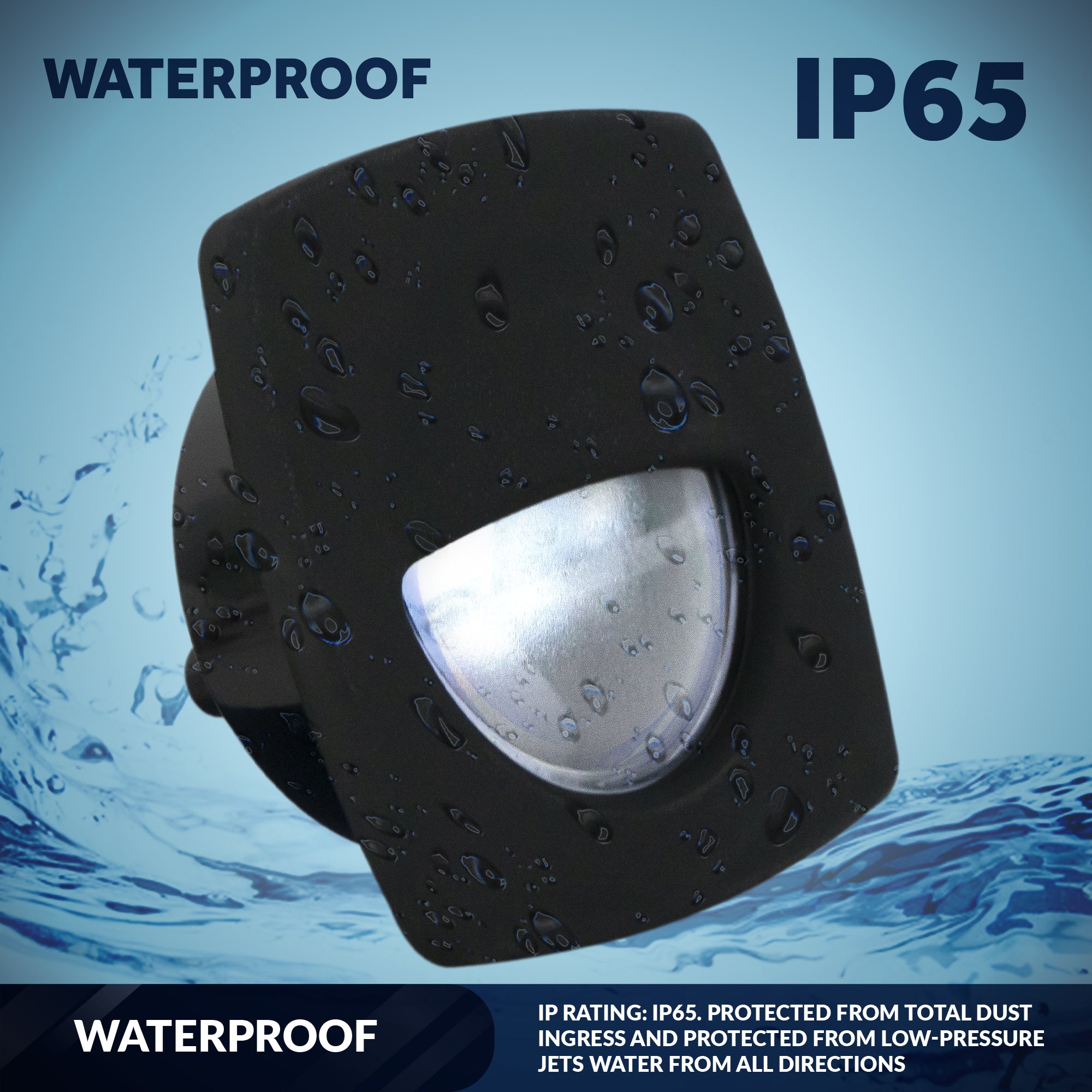 LED Courtesy Companion Way Light, Black Square, Cool White - FO2313 - Five Oceans