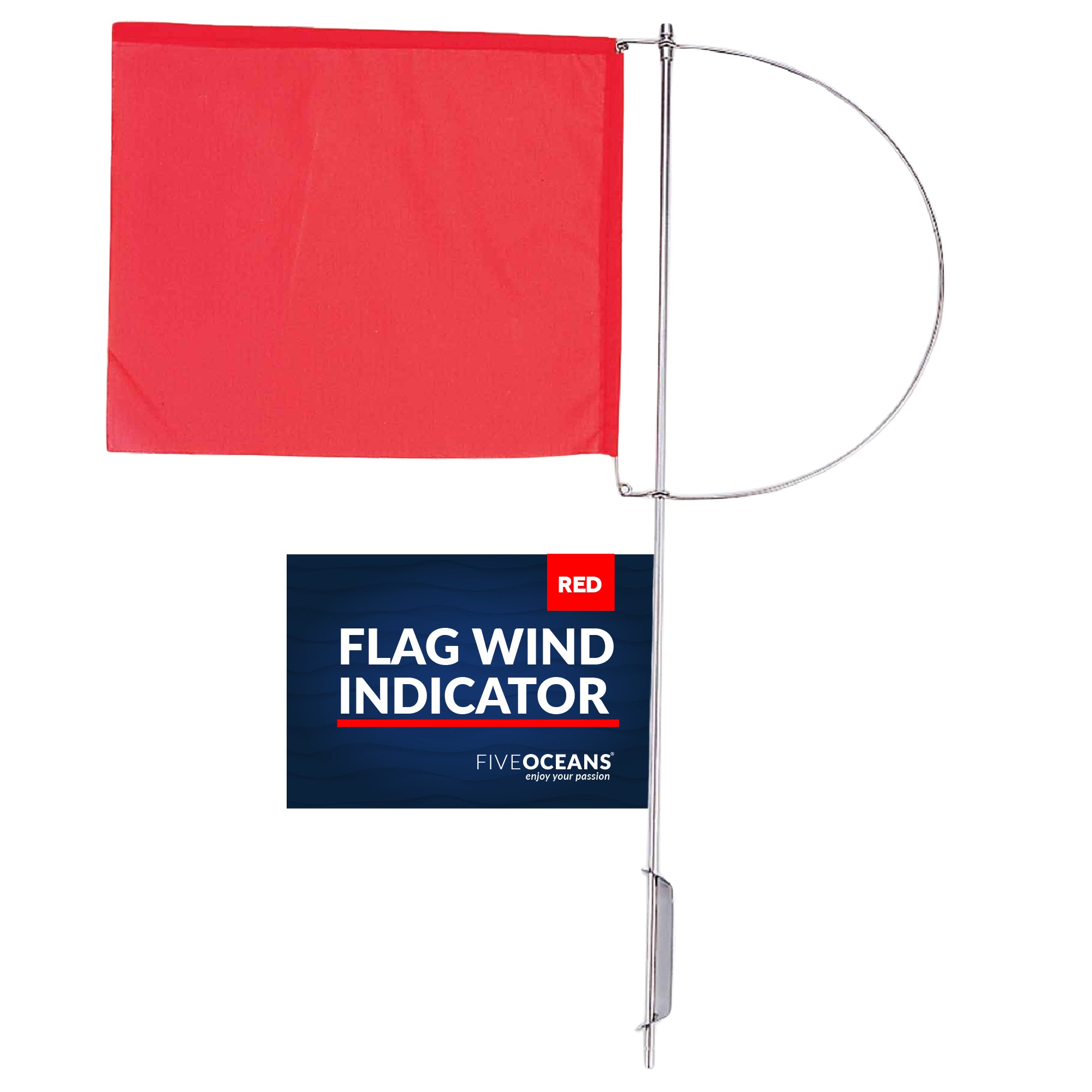 Wind Indicator Flag, 5-1/2" x 4-1/8", Red Fabric & Stainless Steel - FO2318