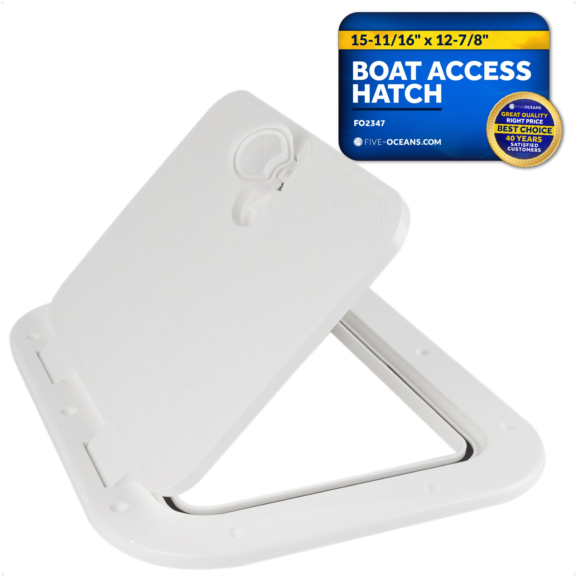Boat Access Hatch, 15-11/16" x 12-7/8" Locking Slam Latch System, Off-White - FO2347