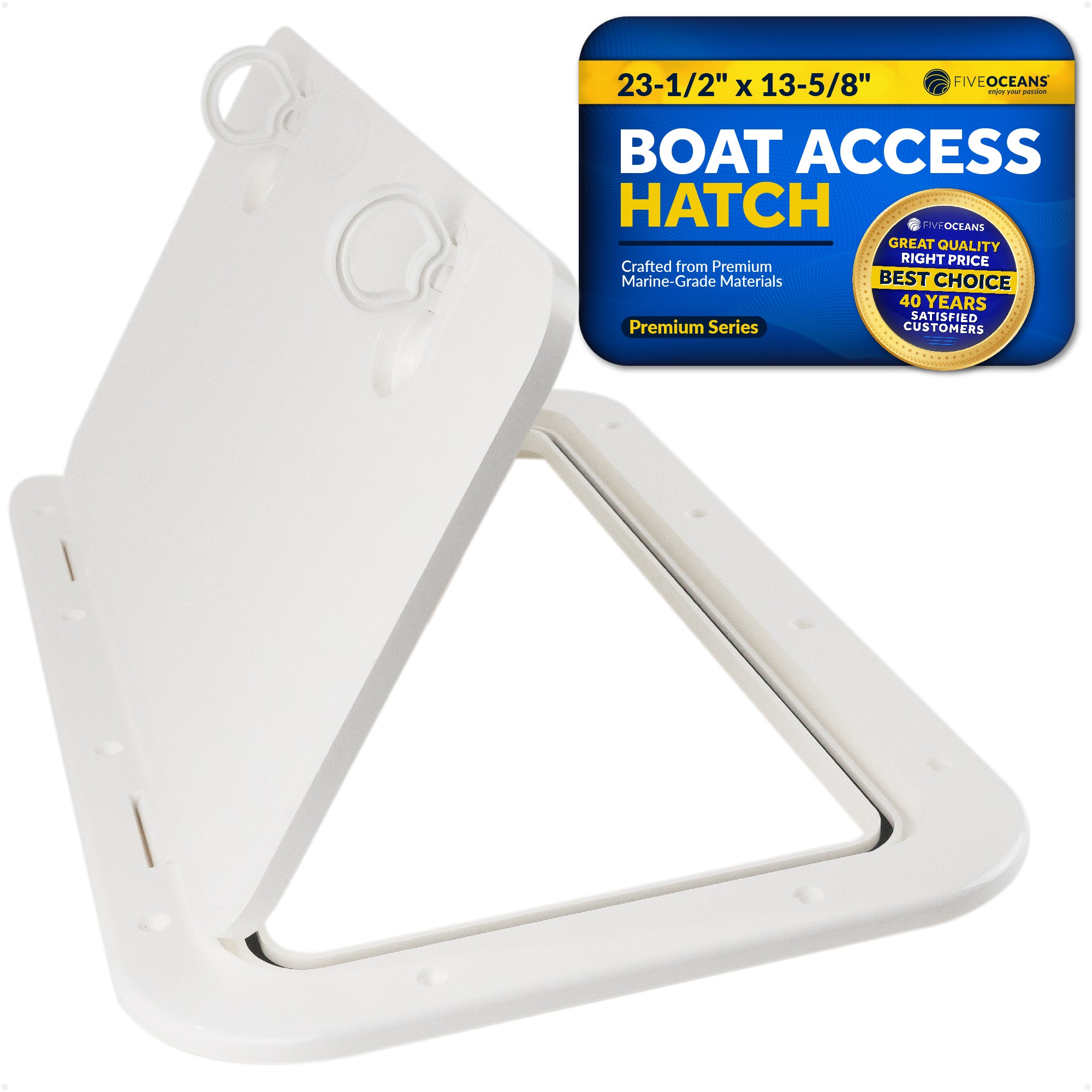 Boat Access Hatch, 23-1/2" x 13-5/8" Locking Slam Latch System, Off-White - FO2348 - Five Oceans