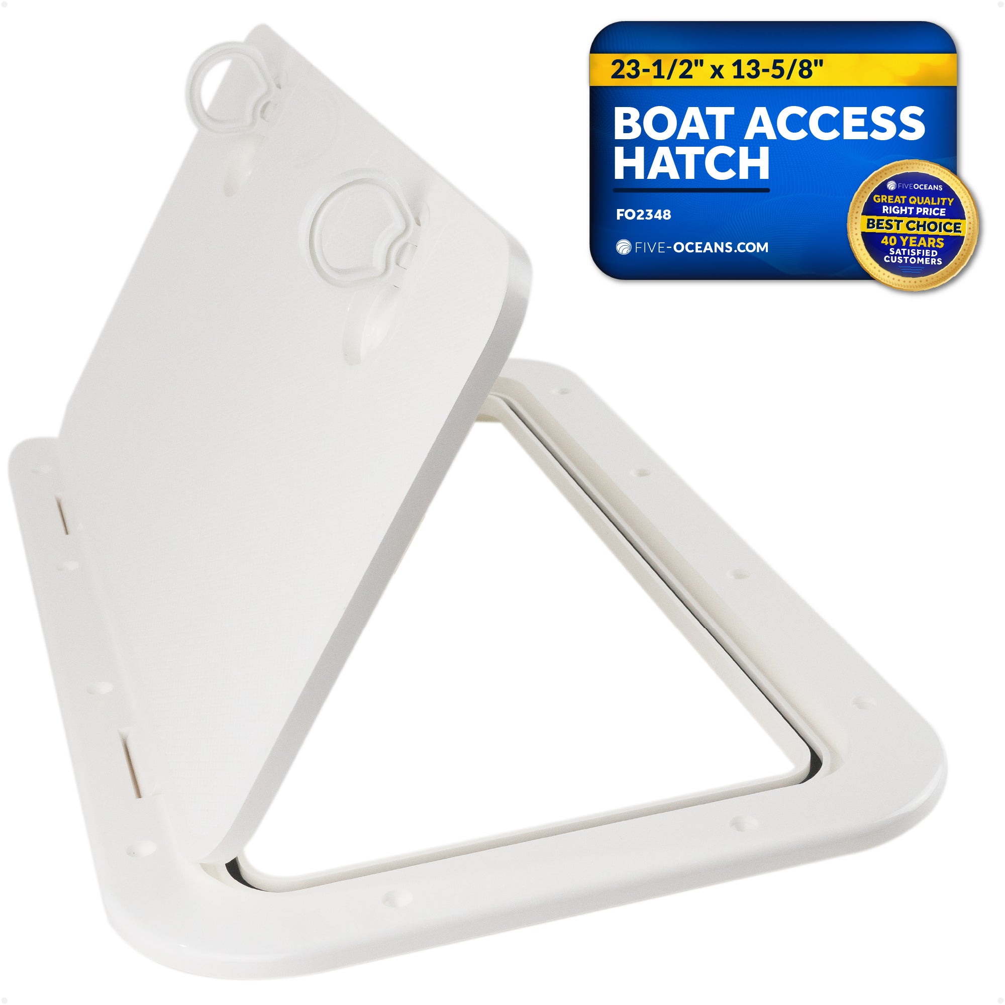 Boat Access Hatch, 23-1/2" x 13-5/8" Locking Slam Latch System, Off-White - FO2348