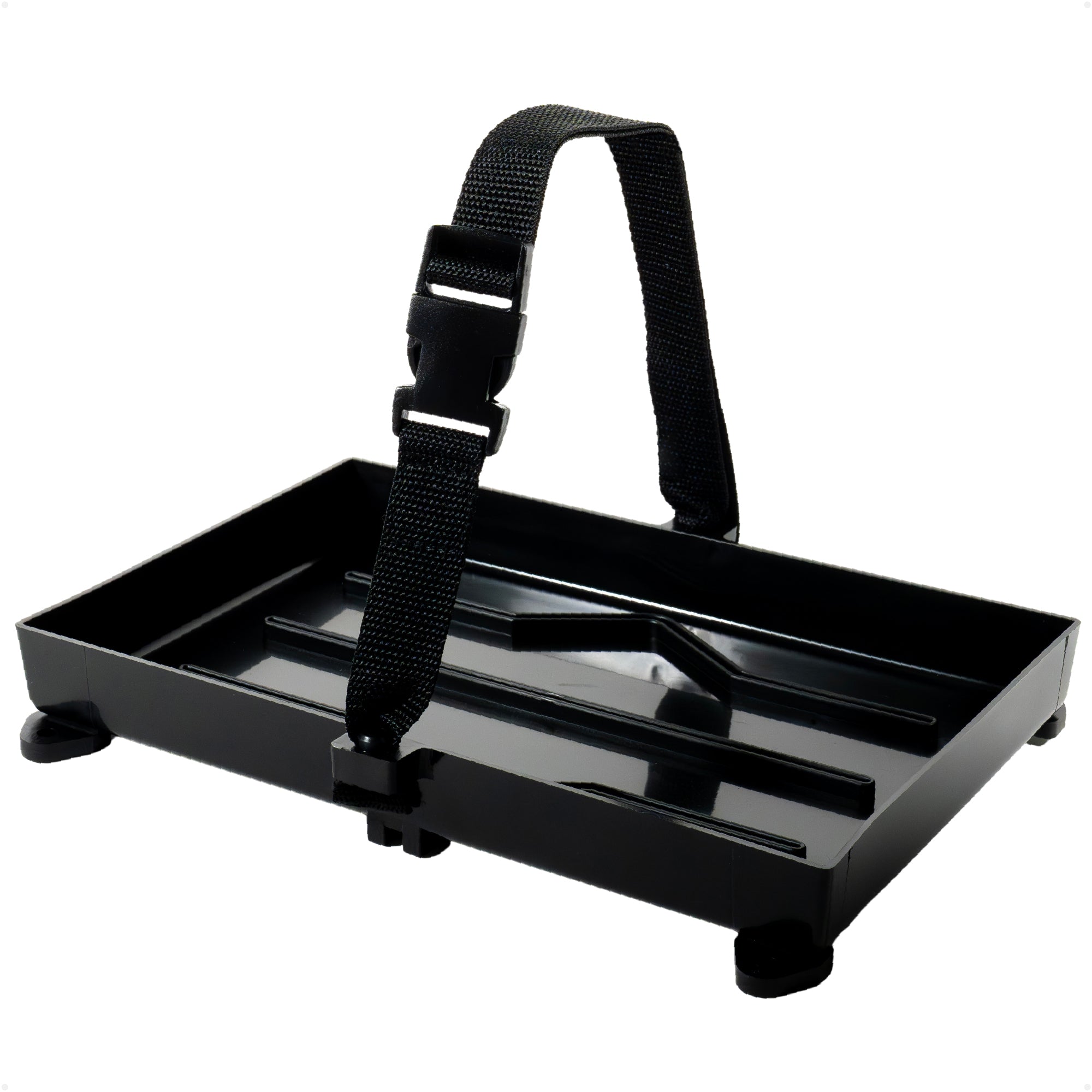 Group 24 Battery Tray with Hold-Down Strap, Black, 11" x 7" - FO-2360