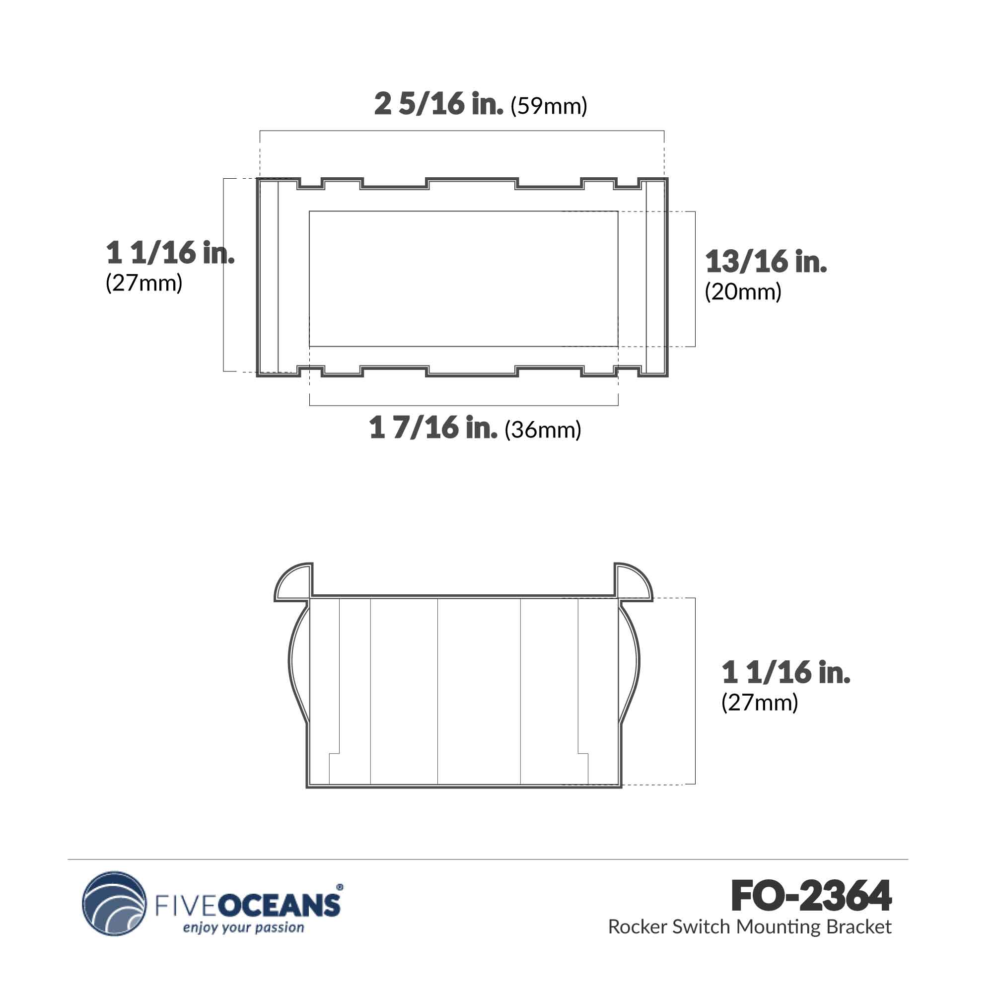 Rocker Switch Mounting Bracket - FO2364 - Five Oceans
