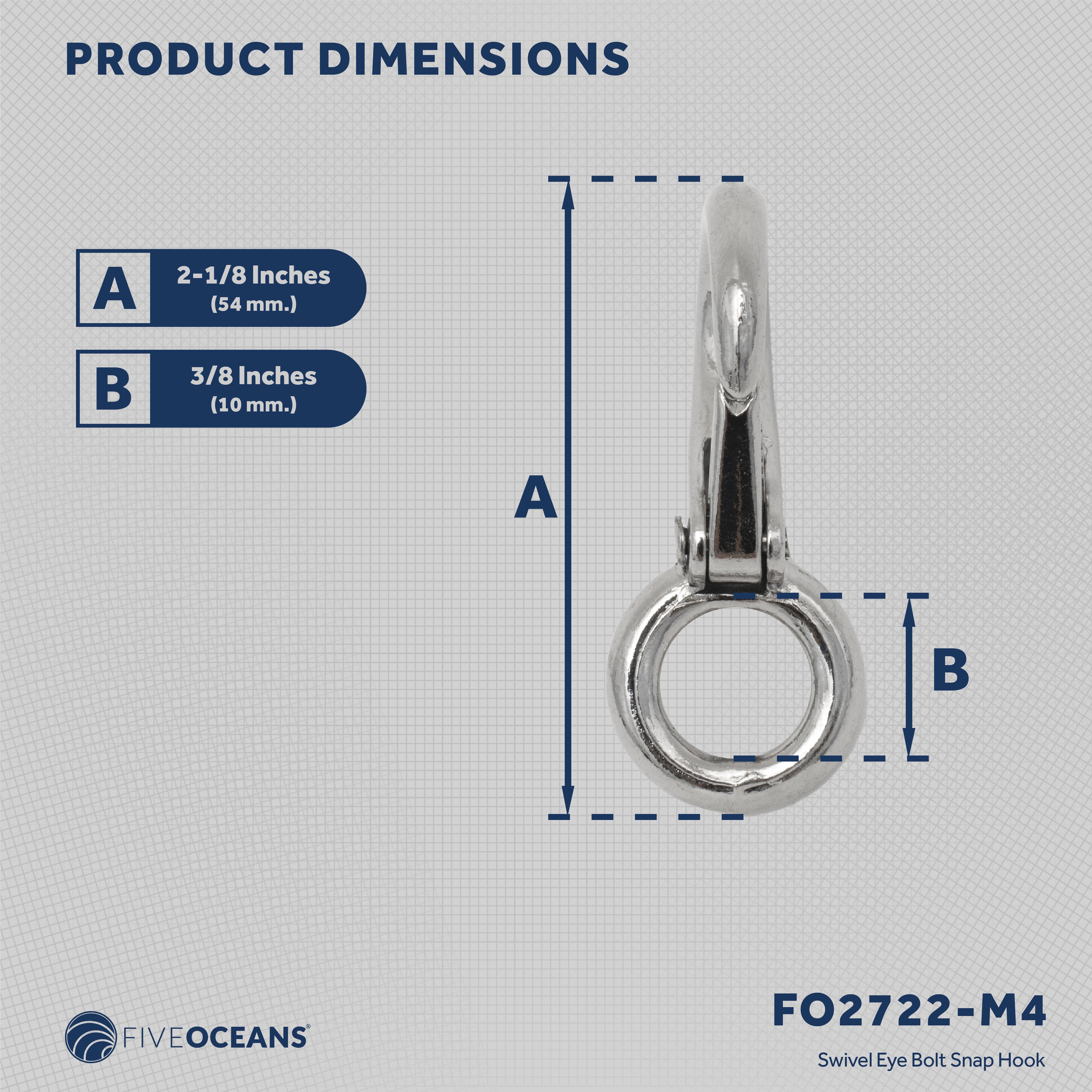 Swivel Eye Bolt Snap Hook, 4-Pack - FO2722-M4 - Five Oceans