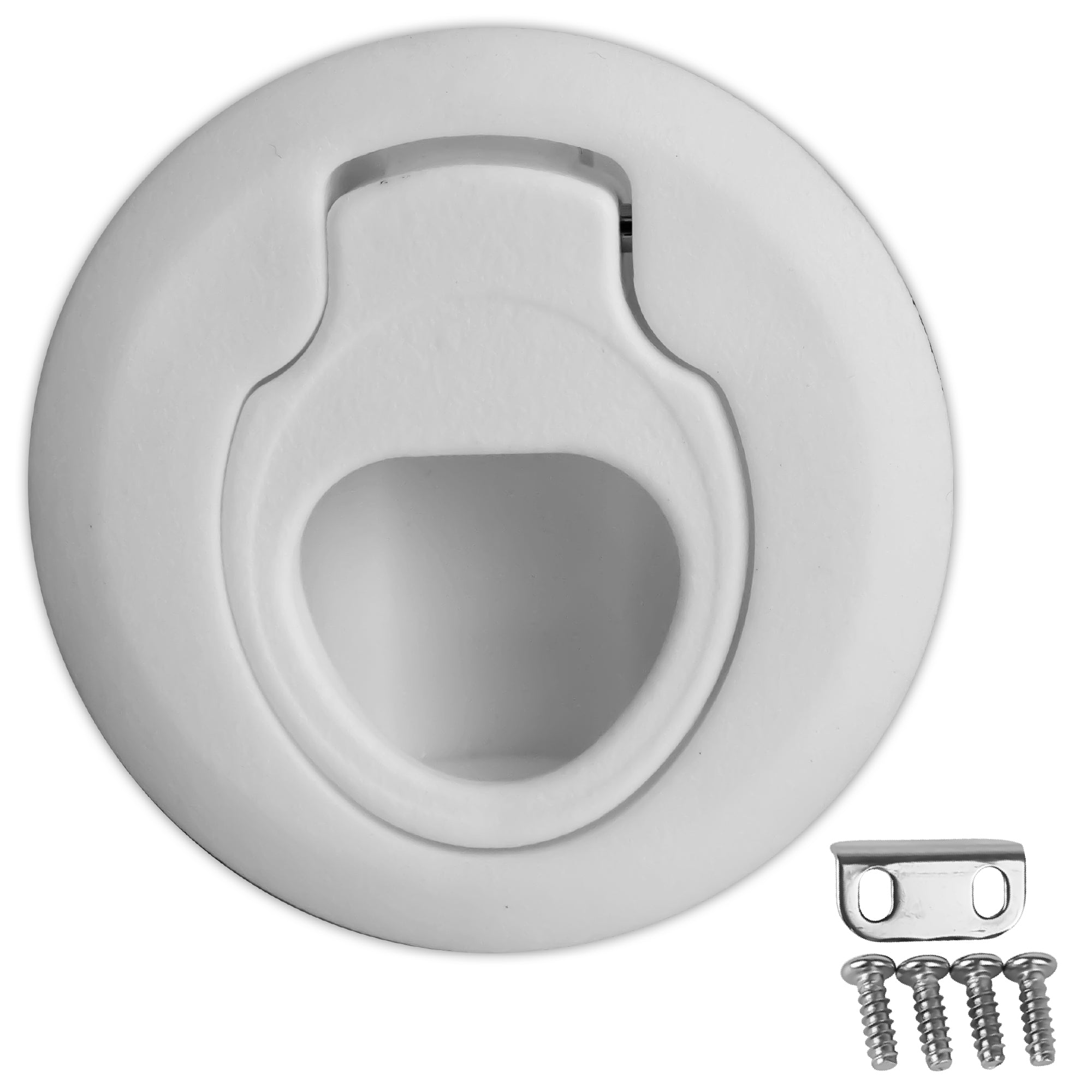 2" Flush Pull Slam Latch Door Hatch, White - FO2864 - Five Oceans
