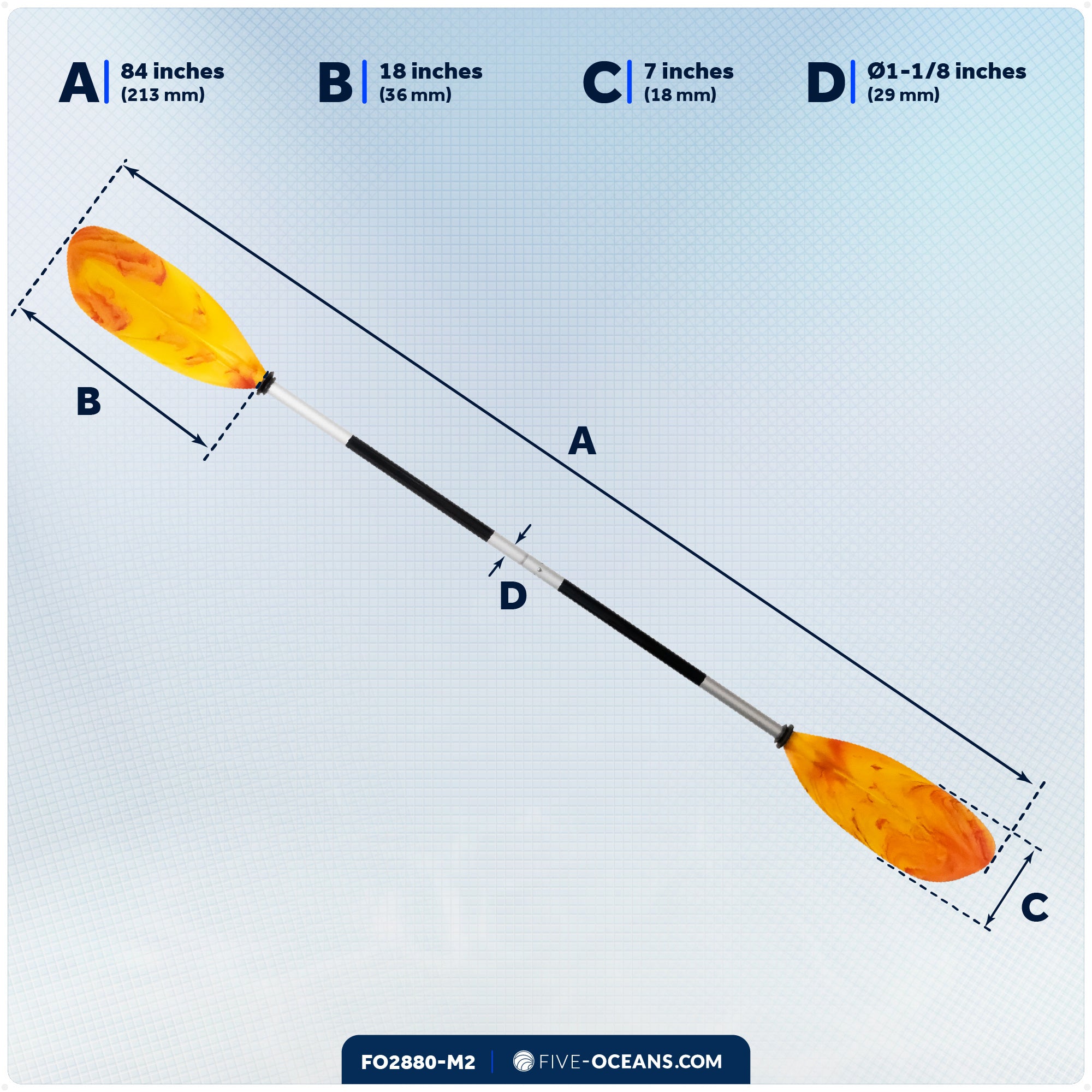Kayak Paddle, Detachable 84" 2-Pack - FO2880-M2