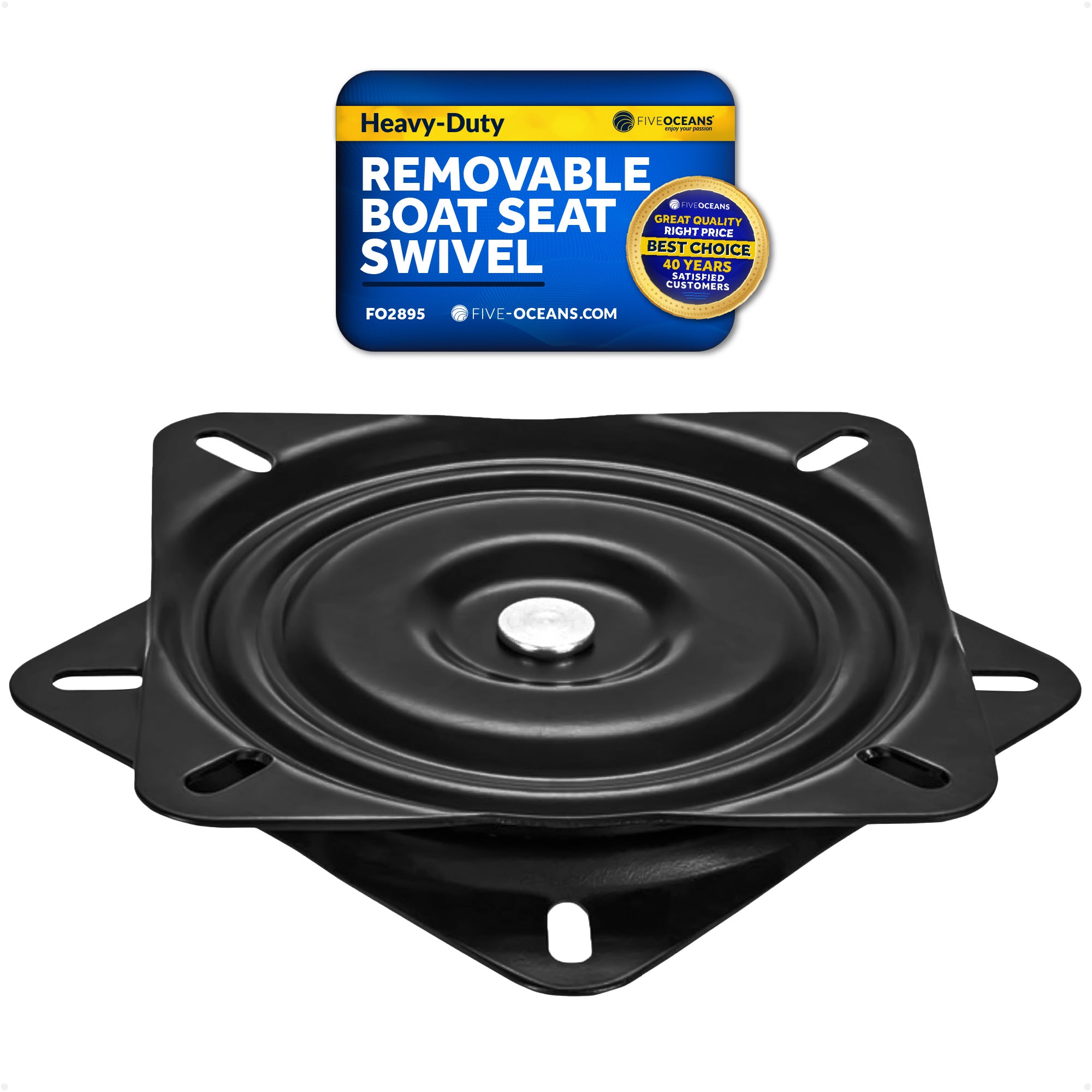 Heavy Duty Boat Seat with 360 Degree Swivel, Base Side 6-3/8 in (162mm) - FO2895