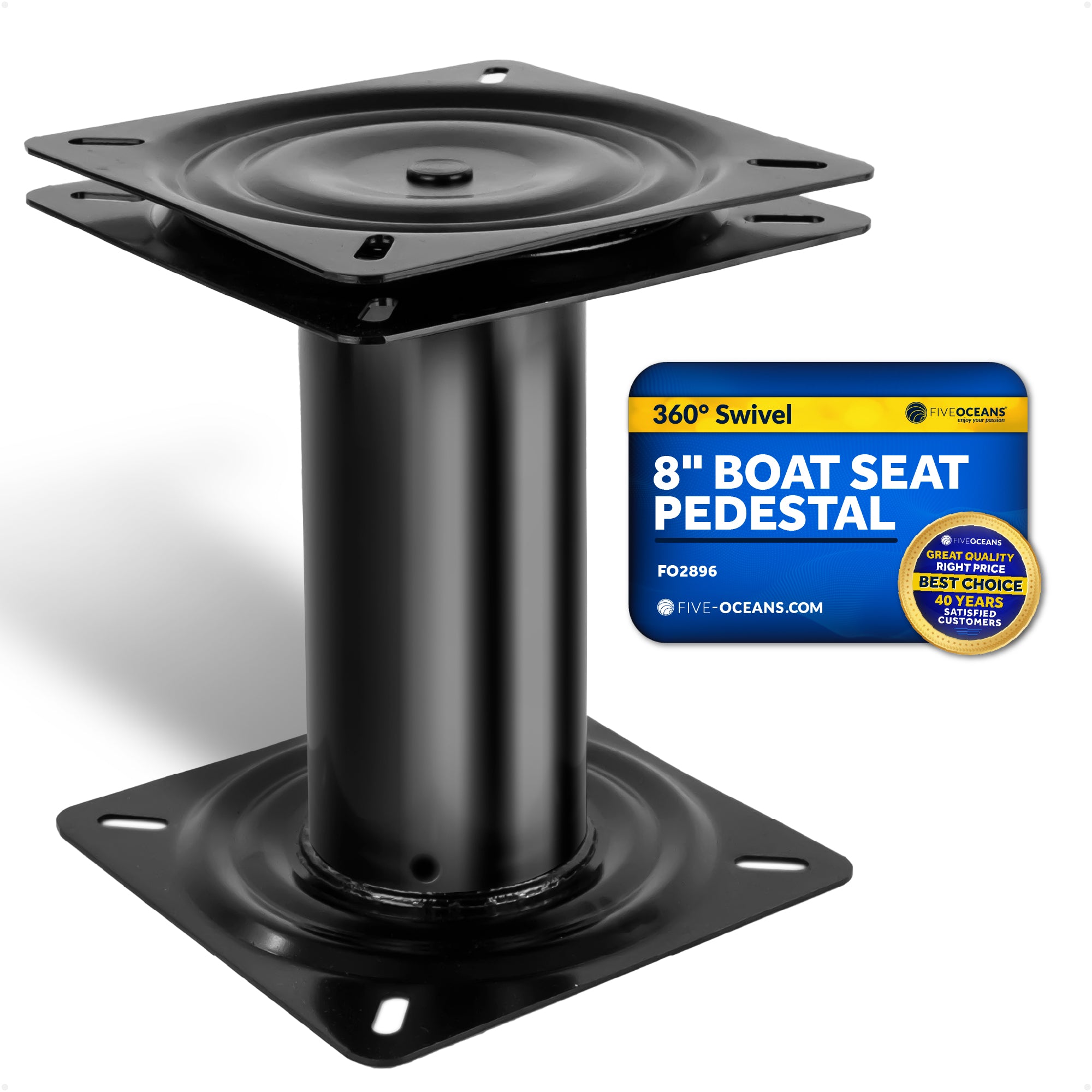8" Boat Seat Pedestal with Swivel, Black EDC Steel - FO2896