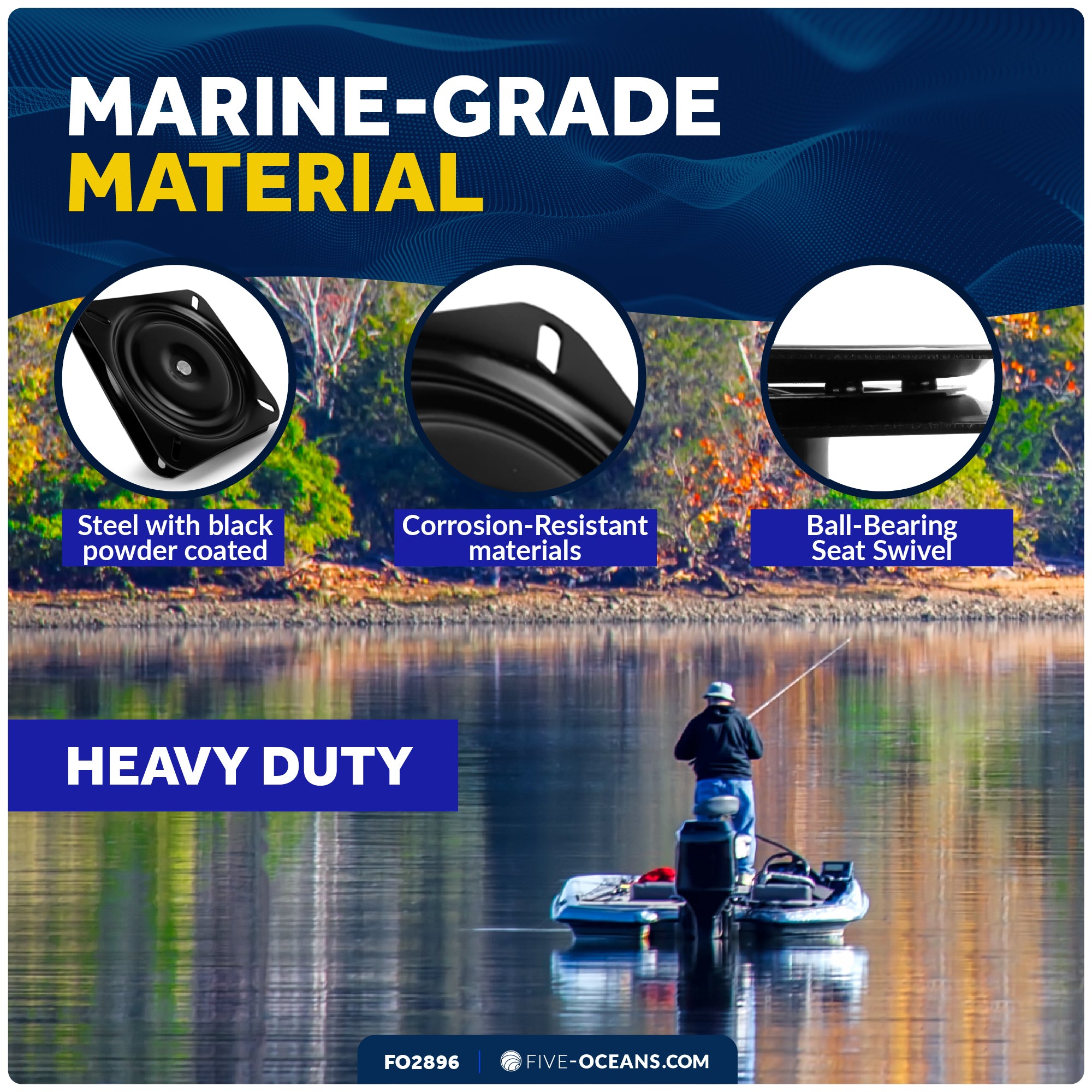 8" Boat Seat Pedestal with Swivel, Black EDC Steel - FO2896