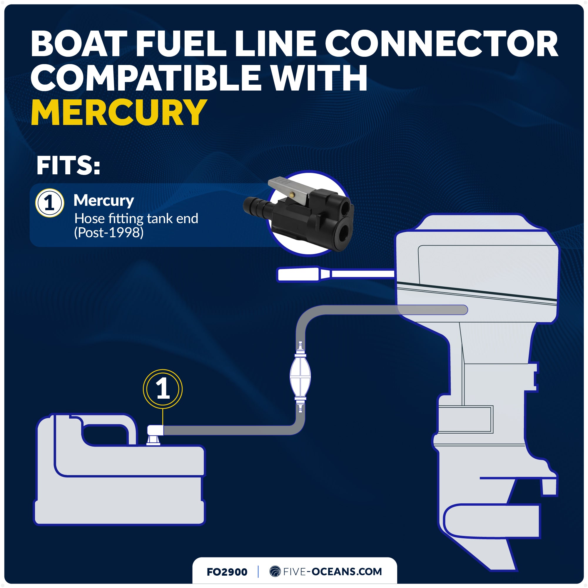 Mercury 3/8" Barb Female Fuel Line Tank End Connector (Post-1998) - FO2900