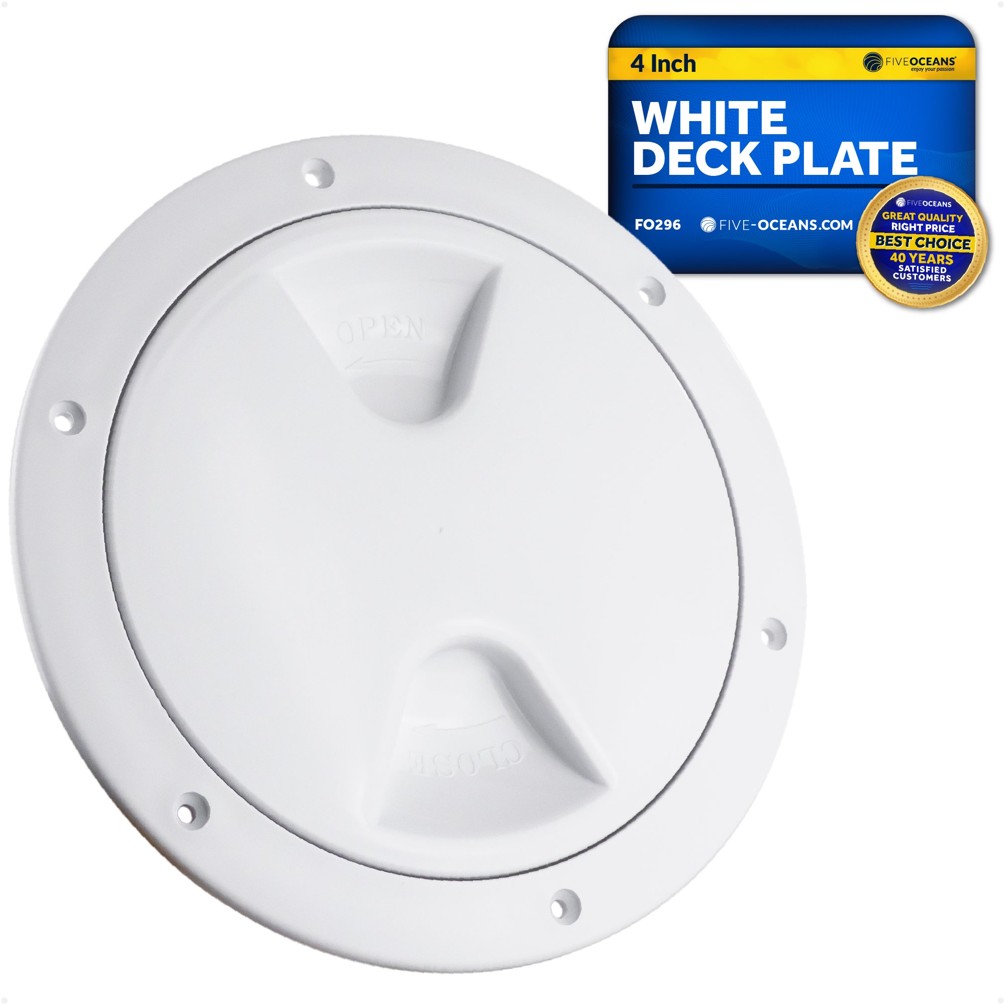 4" Deck Plate, Round, White - FO296