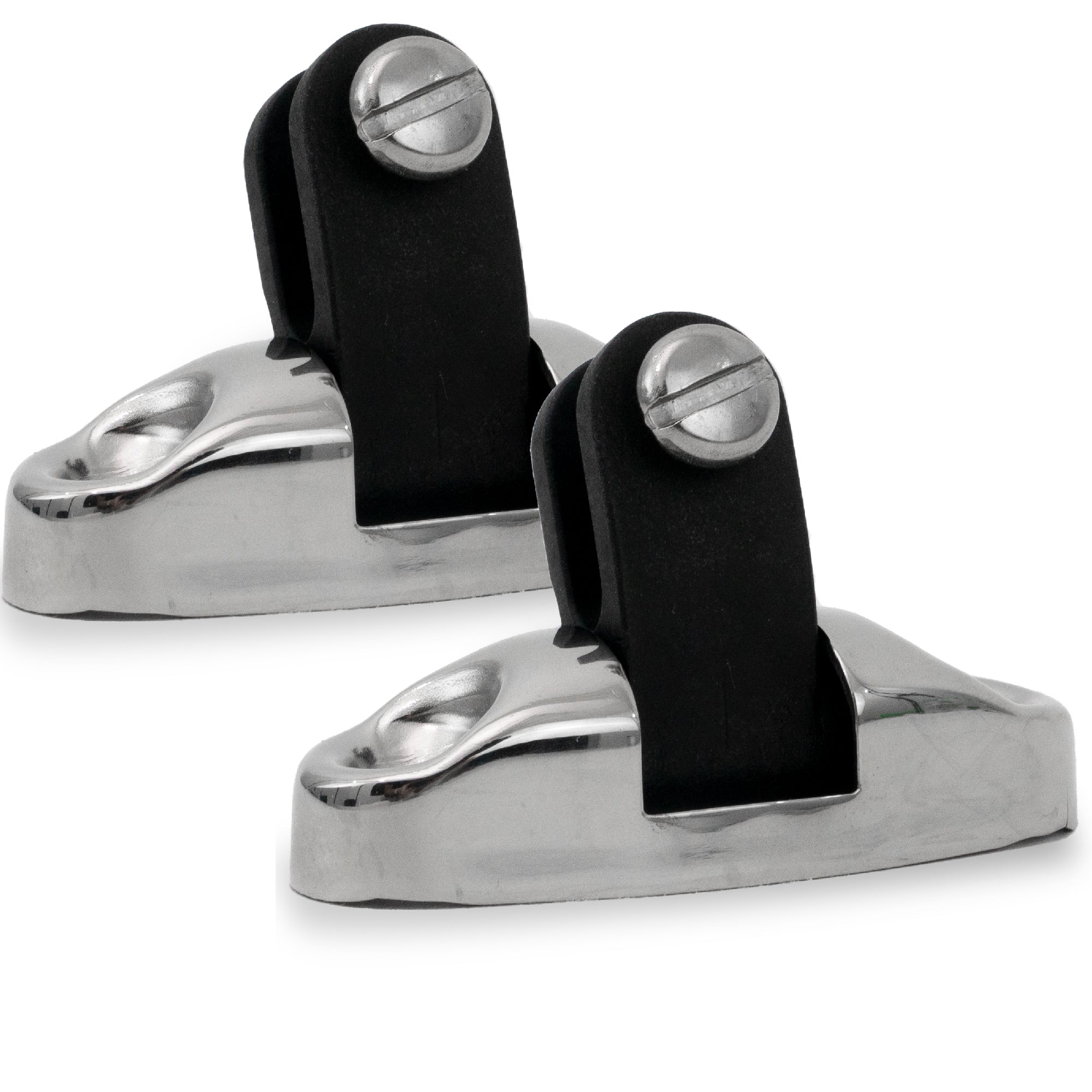 Bimini Top Hardware Universal Swivel Deck Hinge, AISI316 Stainless Stee and Black Nylon - 2-Pack - FO3113-M2 - Five Oceans