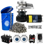 Premium Windlass Anchor Kit - 900W Vertical Windlass, 150 Ft HTG4 1/4" Stainless Steel Chain & Anchor Swivel - FO3287-4492-M150-KIT