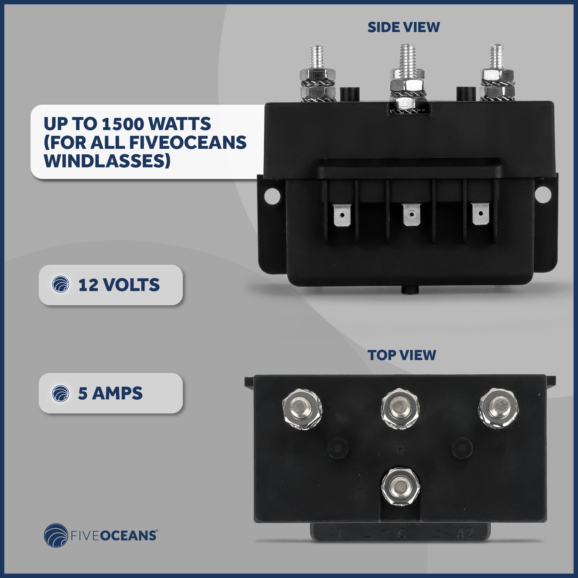 Windlass Solenoid, Control Box 2-Wire Motors, 12V, Up To 1500 Watts - FO3292 - Five Oceans
