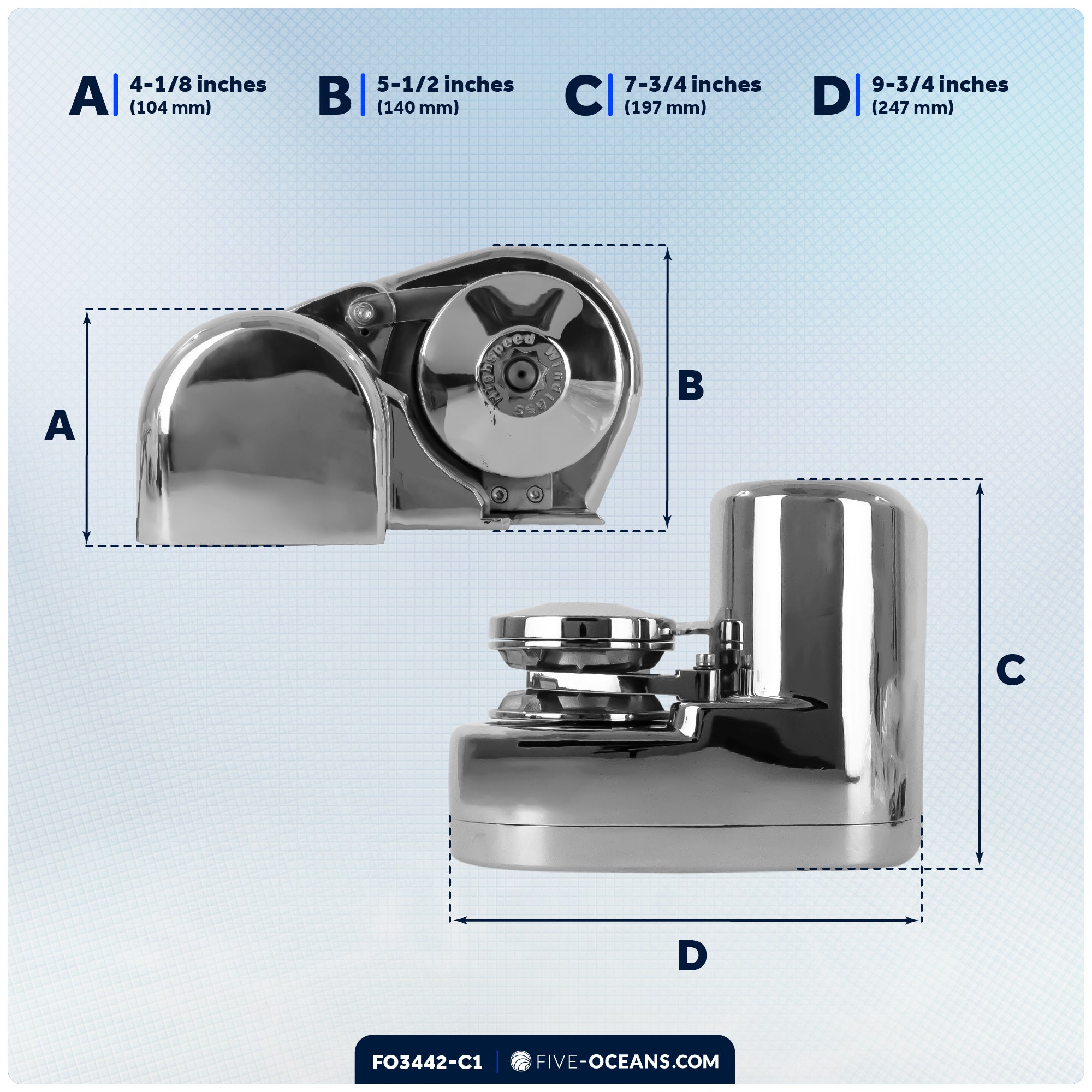 Atlantic Windlass Kit, Horizontal 900 Watts, 12V DC, 9/16" x150' 3-Strand Rope, 5/16" x 20' Galvanized Steel HT G4 Chain, Swivel and Shackle - FO3442-C1 - Five Oceans