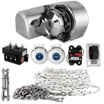 Atlantic Windlass Kit, Horizontal 900 Watts, 12V DC, 9/16" x150' 3-Strand Rope, 5/16" x 20' Stainless Steel HT G4 Chain, Swivel and Shackle - FO3442-C2 - Five Oceans