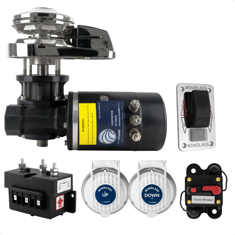 Vertical Windlass Kit 1500W, 12V - Pacific 1500 Series - FO3444 - Five Oceans