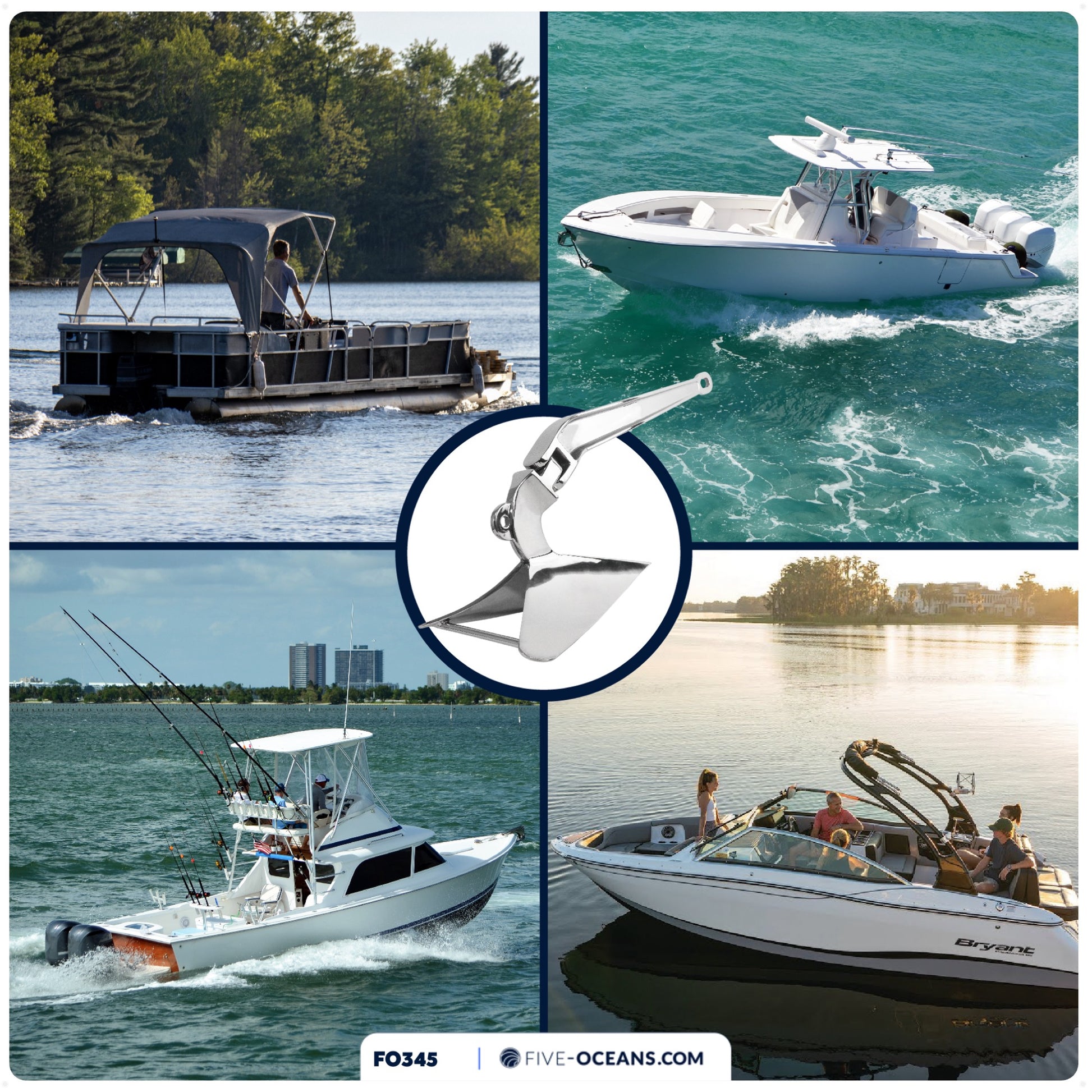 CQR Style Plow Anchor,  22 Lb, Stainless Steel - FO345 - Five Oceans