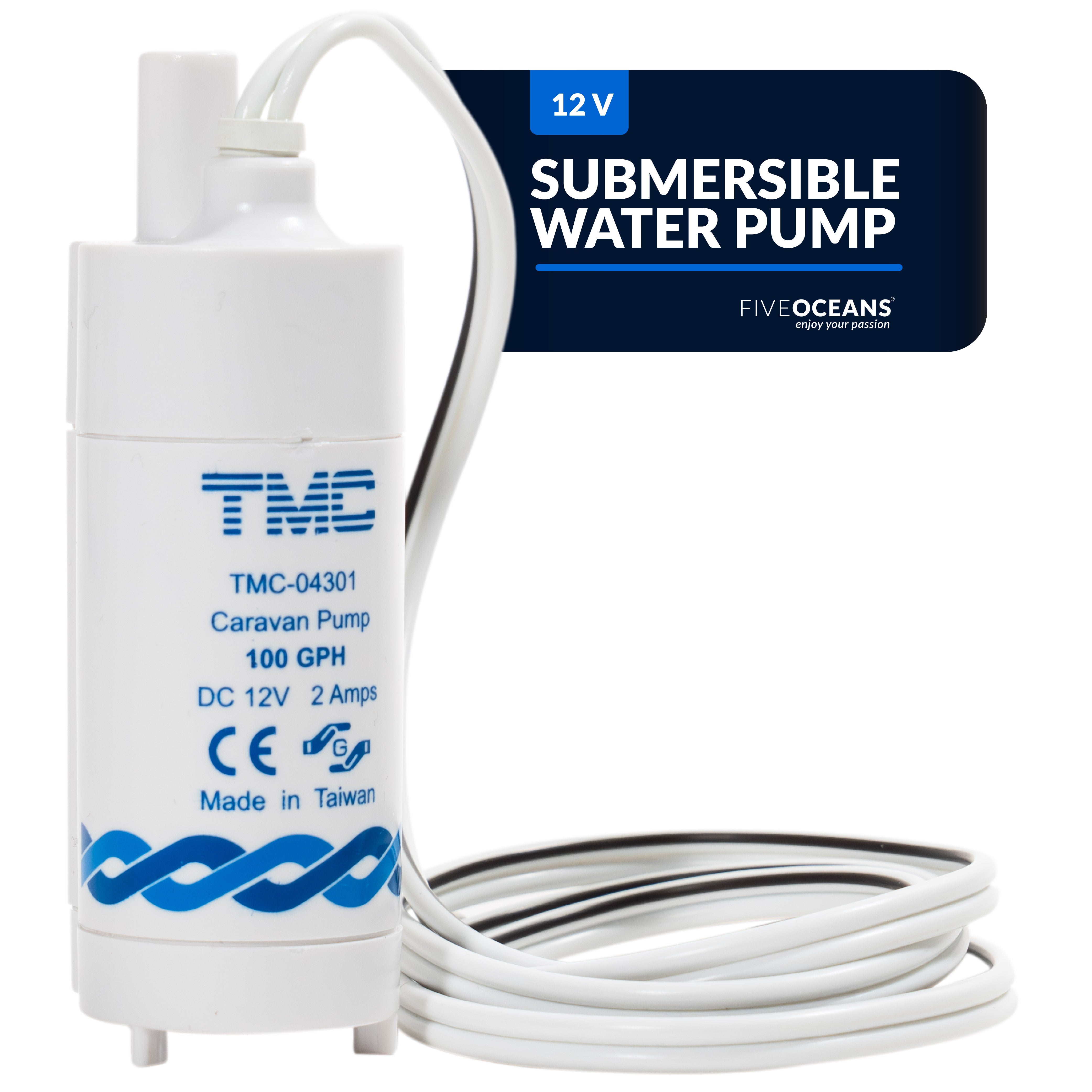 100 GPH (378 LPH) Submersible Electric Galley Water Pump, 12V - FO-3463 - Five Oceans