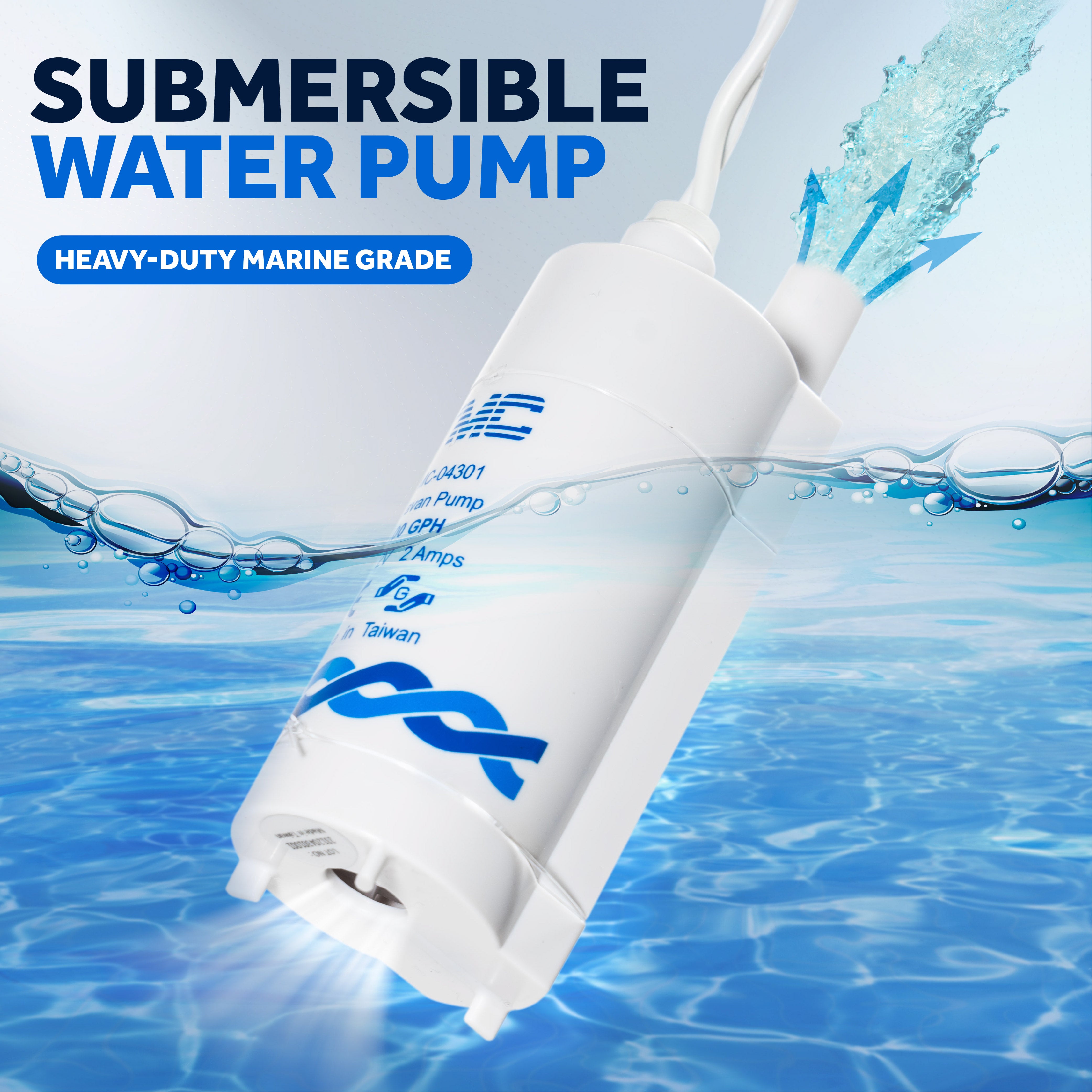 100 GPH (378 LPH) Submersible Electric Galley Water Pump, 12V - FO-3463 - Five Oceans
