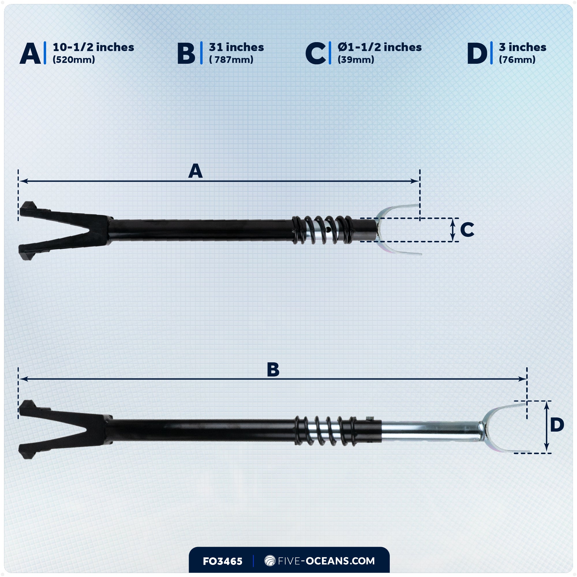 Adjustable Transom Saver for Outboards Up to 200 HP - FO3465 - Five Oceans