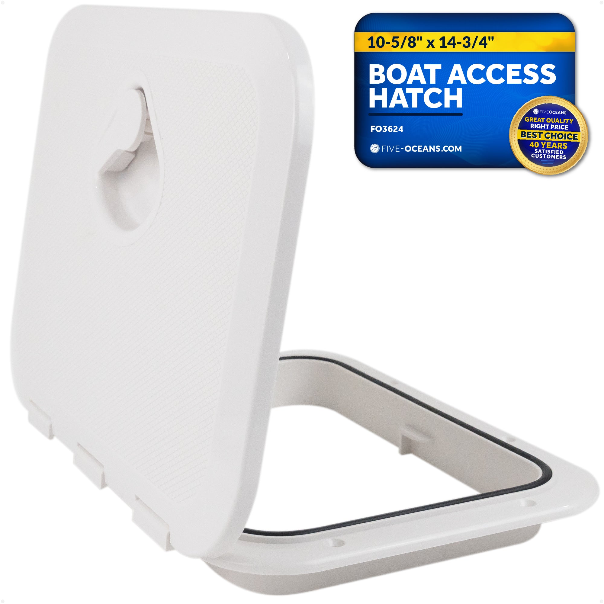 Boat Access Hatch, 10-5/8" x 14-3/4" Recessed Handle Locking System, White - FO3624