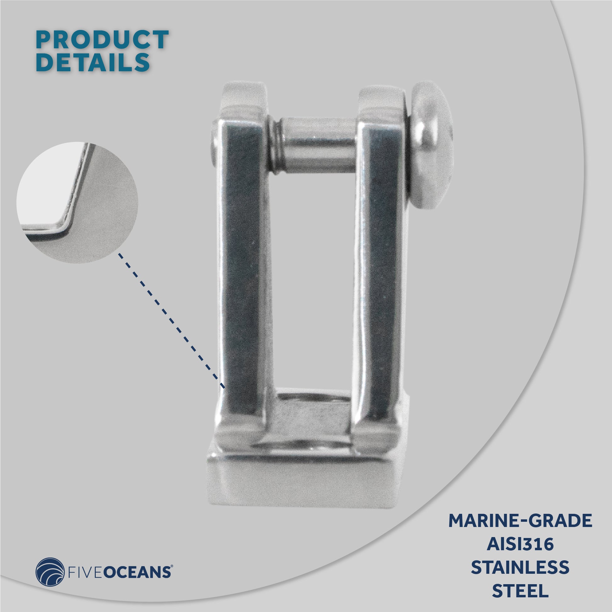 Bimini Top Hardware 90 Degree Deck Hinge with Screw Pin, AISI316 Stailess Steel - FO367 - Five Oceans