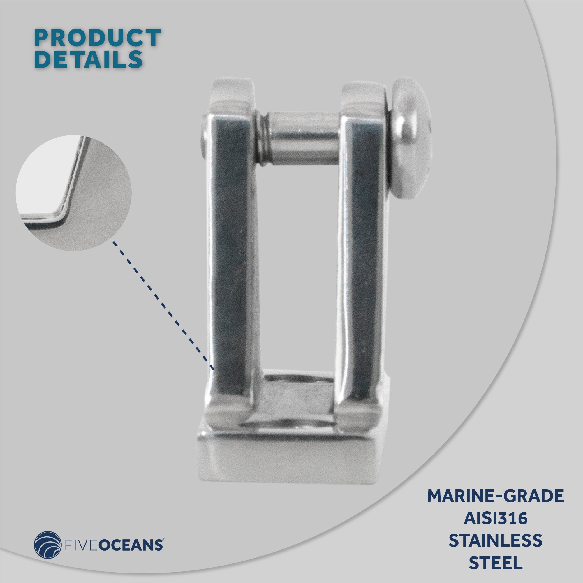 Bimini Top Hardware 90 Degree Deck Hinge with Screw Pin, AISI316 Stailess Steel - FO367 - Five Oceans