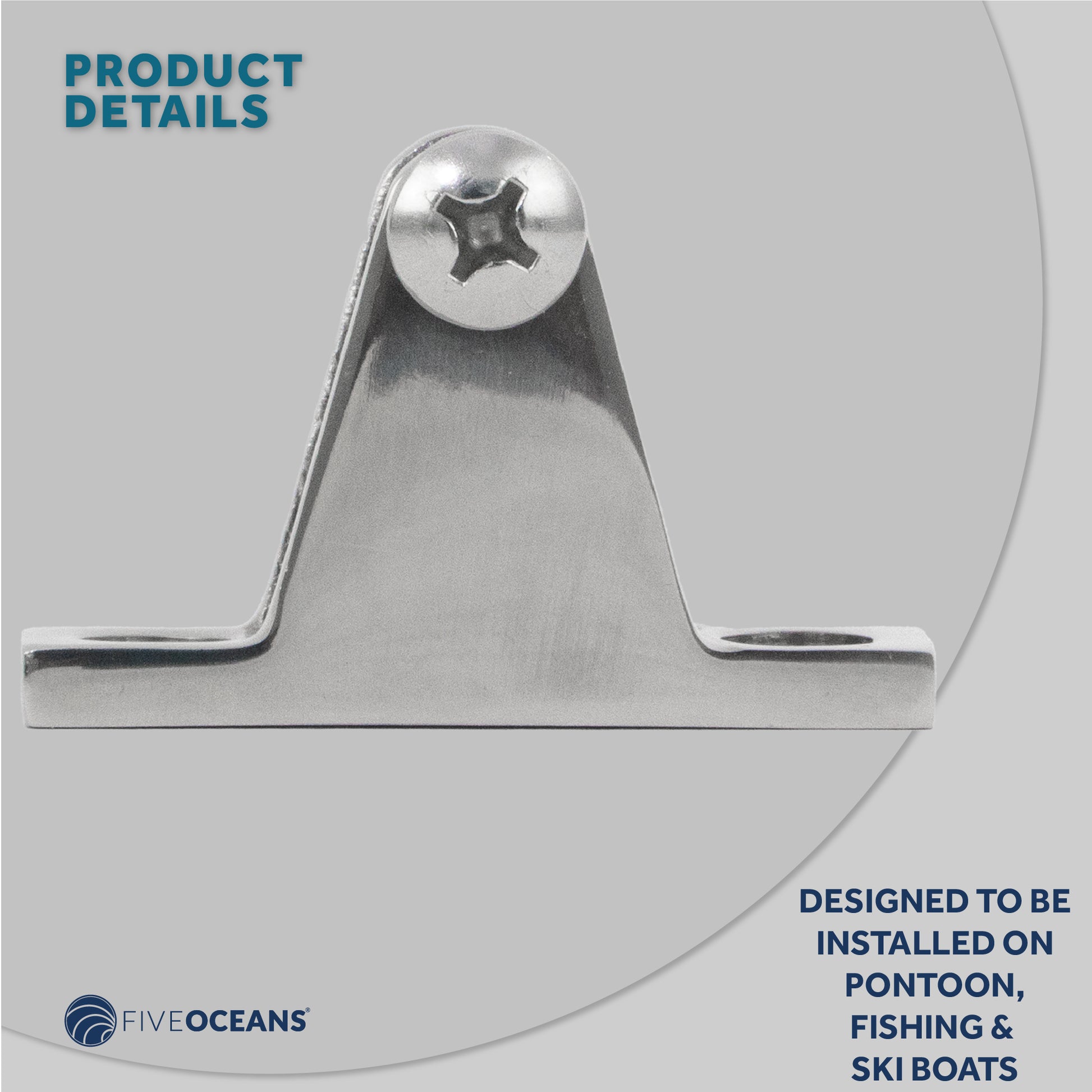 Bimini Top Hardware 90 Degree Deck Hinge with Screw Pin, AISI316 Stailess Steel - FO367 - Five Oceans