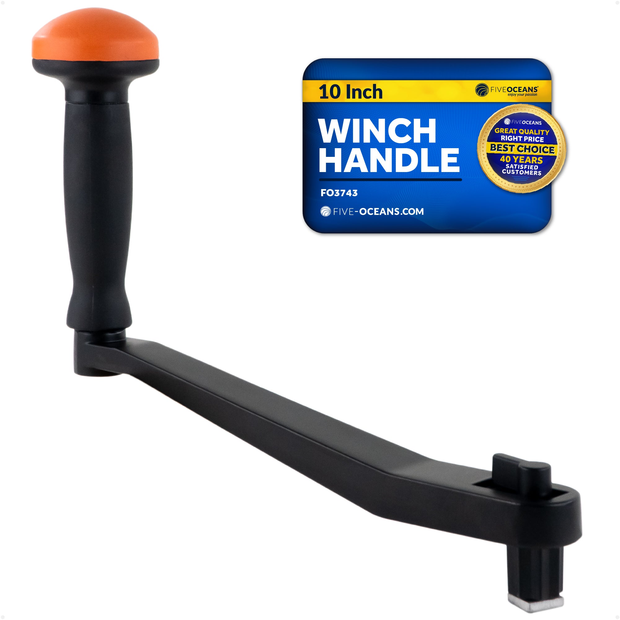 Universal Lock-in Style Winch Handle, 10" Black/Orange  - FO3743