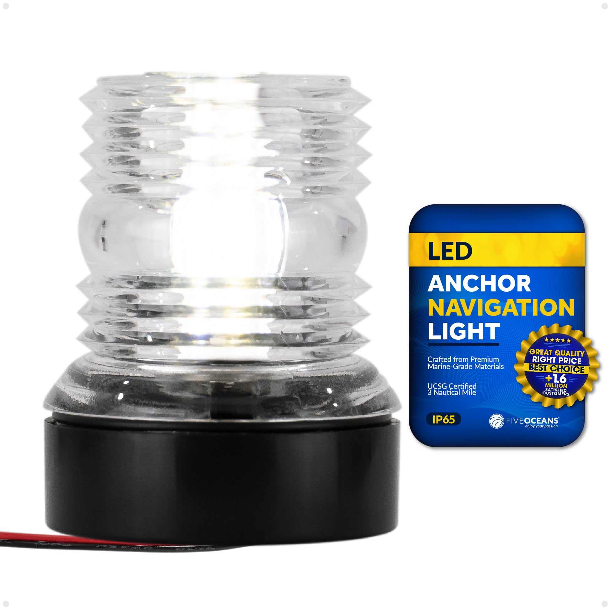 LED Anchor Navigation Light, 3NM, Fixed Mount - FO3838 - Five Oceans